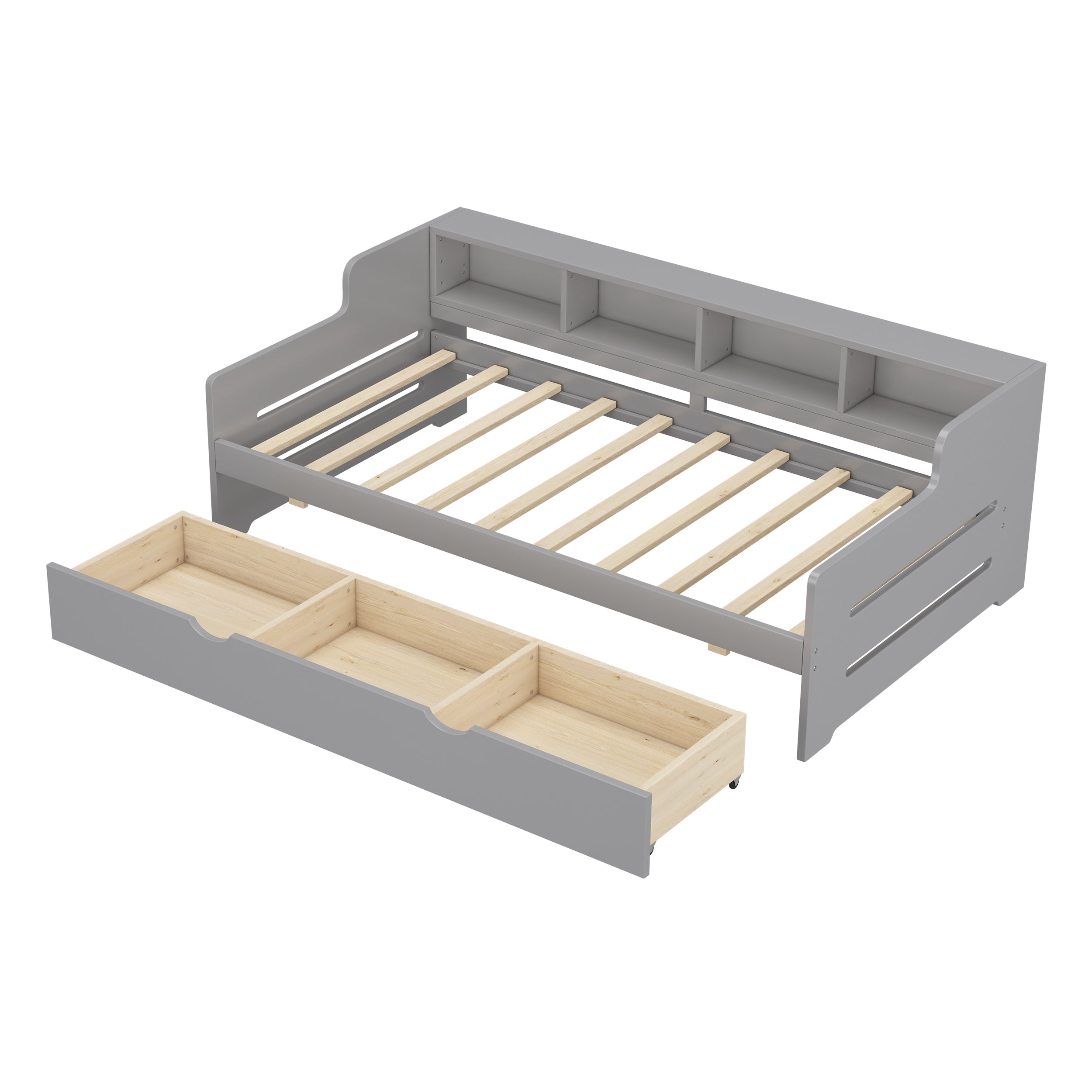 Twin Size Wooden Day Bed with 3 Trawers for Guest Room, Small Bedroom, Study Room, Gray - Atlantic Fine Furniture Melbourne FL