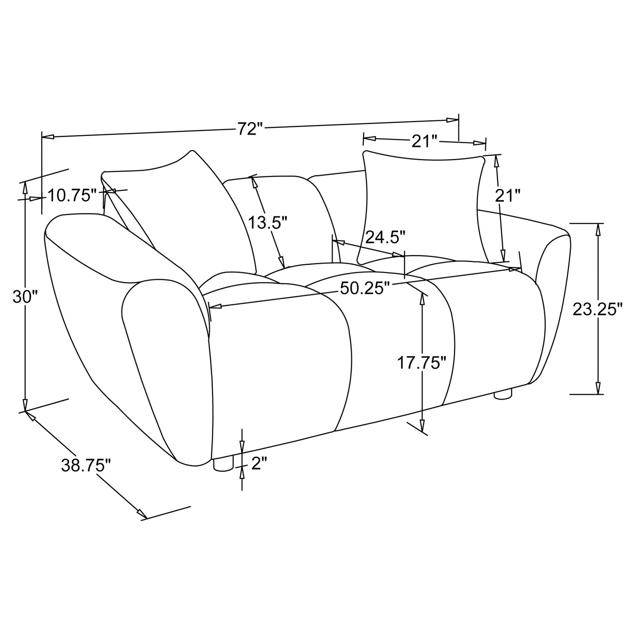 Destino 2-piece Chenille Splayed Arm Sofa Set Greige
