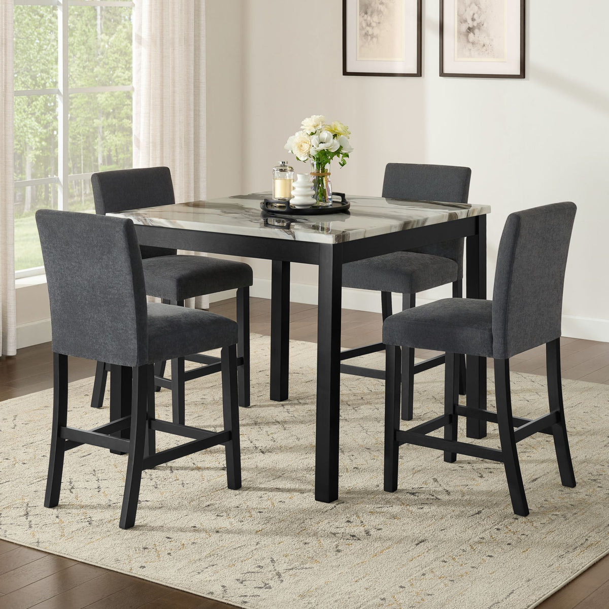 Dalia 5 Piece Square Counter Set in Black by Elements International, view 11