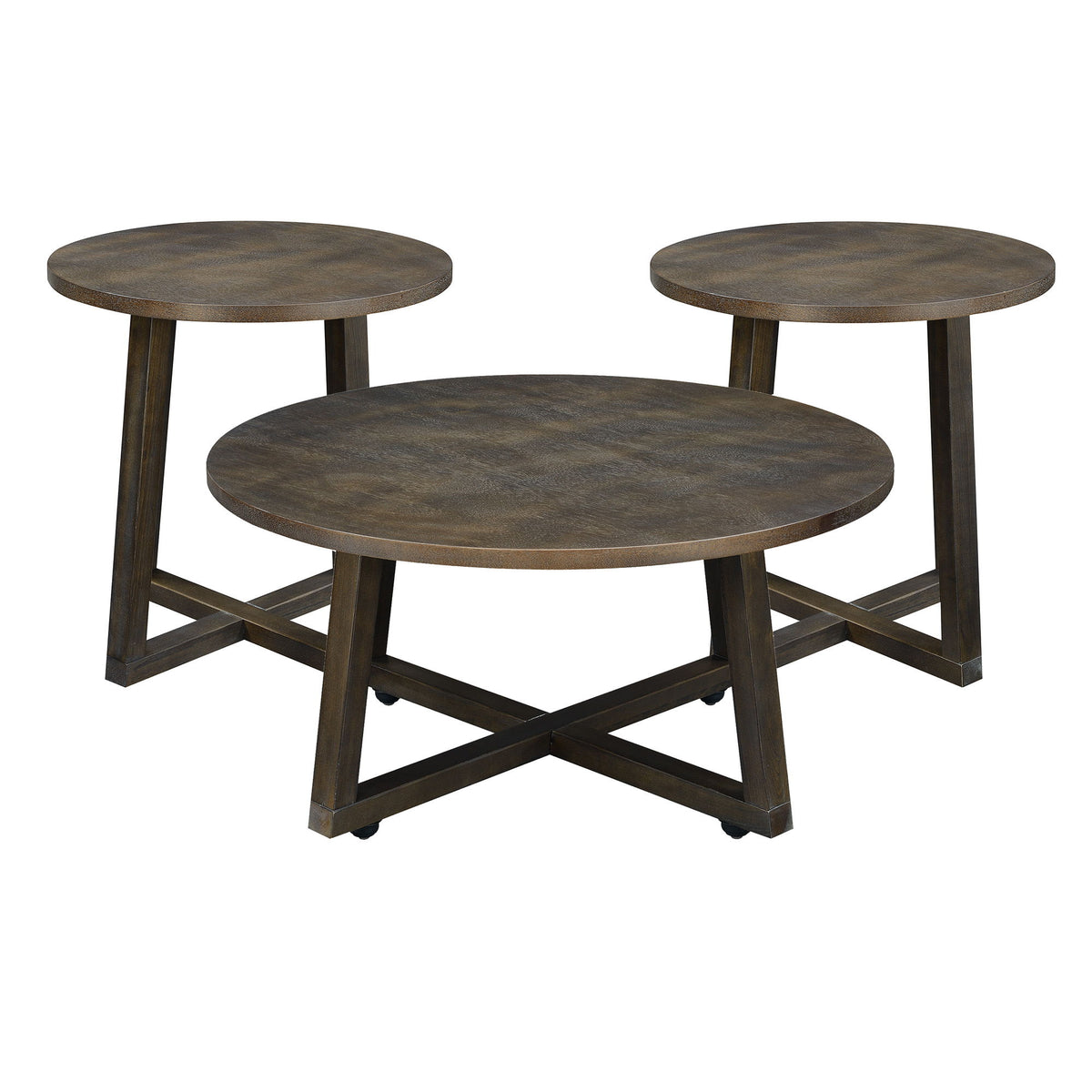 Industrial 3 Piece Occasional Table Set in Brown by Elements International