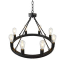 6 Light (No Bulbs) Wagon Wheel Chandelier Farmhouse Modern Small Round Chandelier For Living Room Kitchen Island Foyer Hallway Entryway Bedroom Dining Room Light Fixture Ceiling Hanging - Matte Black