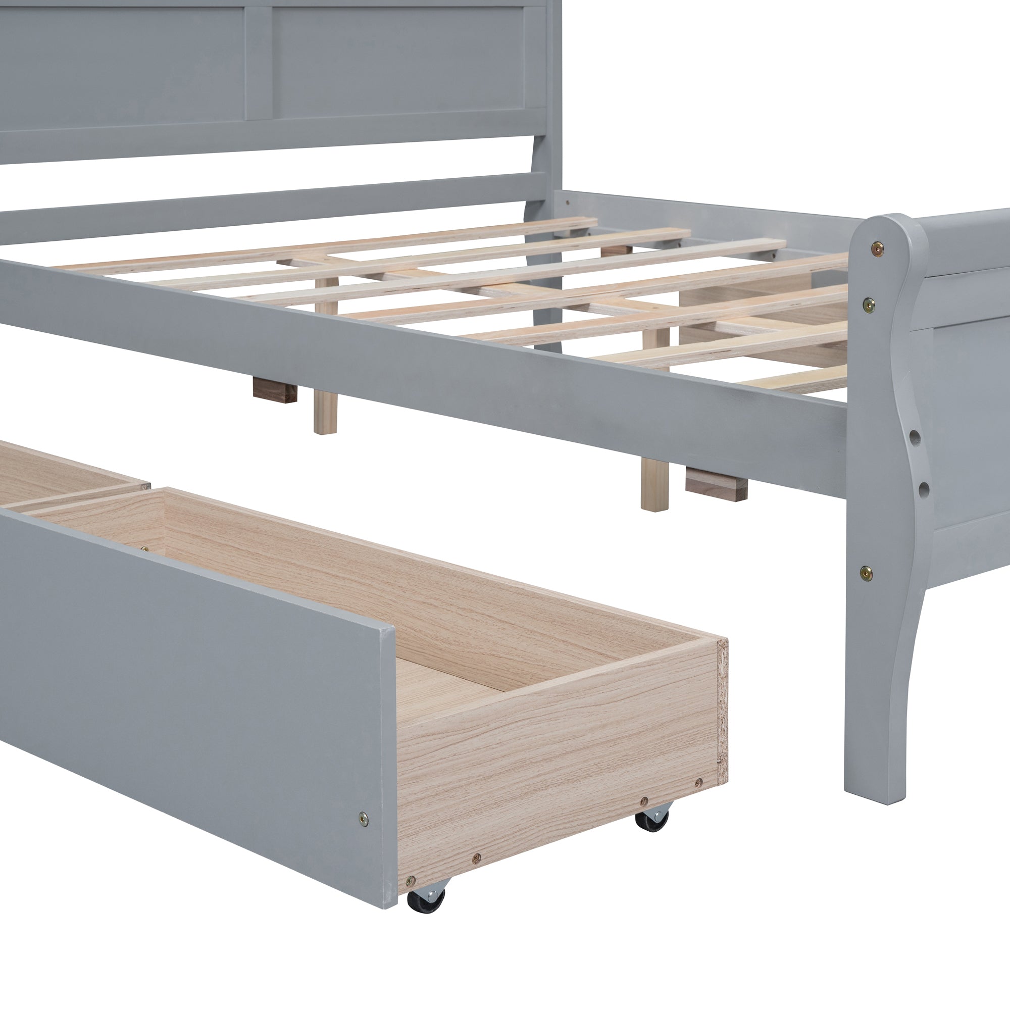 Full Size Wood Platform Bed with 4 Drawers and Streamlined Headboard & Footboard, Gray - Atlantic Fine Furniture Melbourne FL