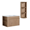 Modern Wall Mounted Bathroom Vanity With Sink And Storage Rack Soft Close Doors Plywood - Imitative Oak