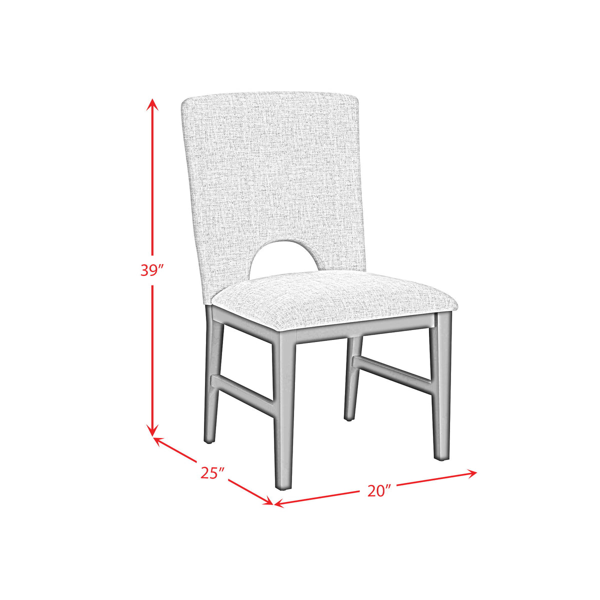 Oregon Fabric Dining Side Chair (Set of 2) in Gray / Black by Elements International, view 6