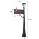 Stratford - Heavy Duty Cast Aluminum Mailbox With Post And Solar Light, Fluted Base, Decorative Modern Mailbox - Brown