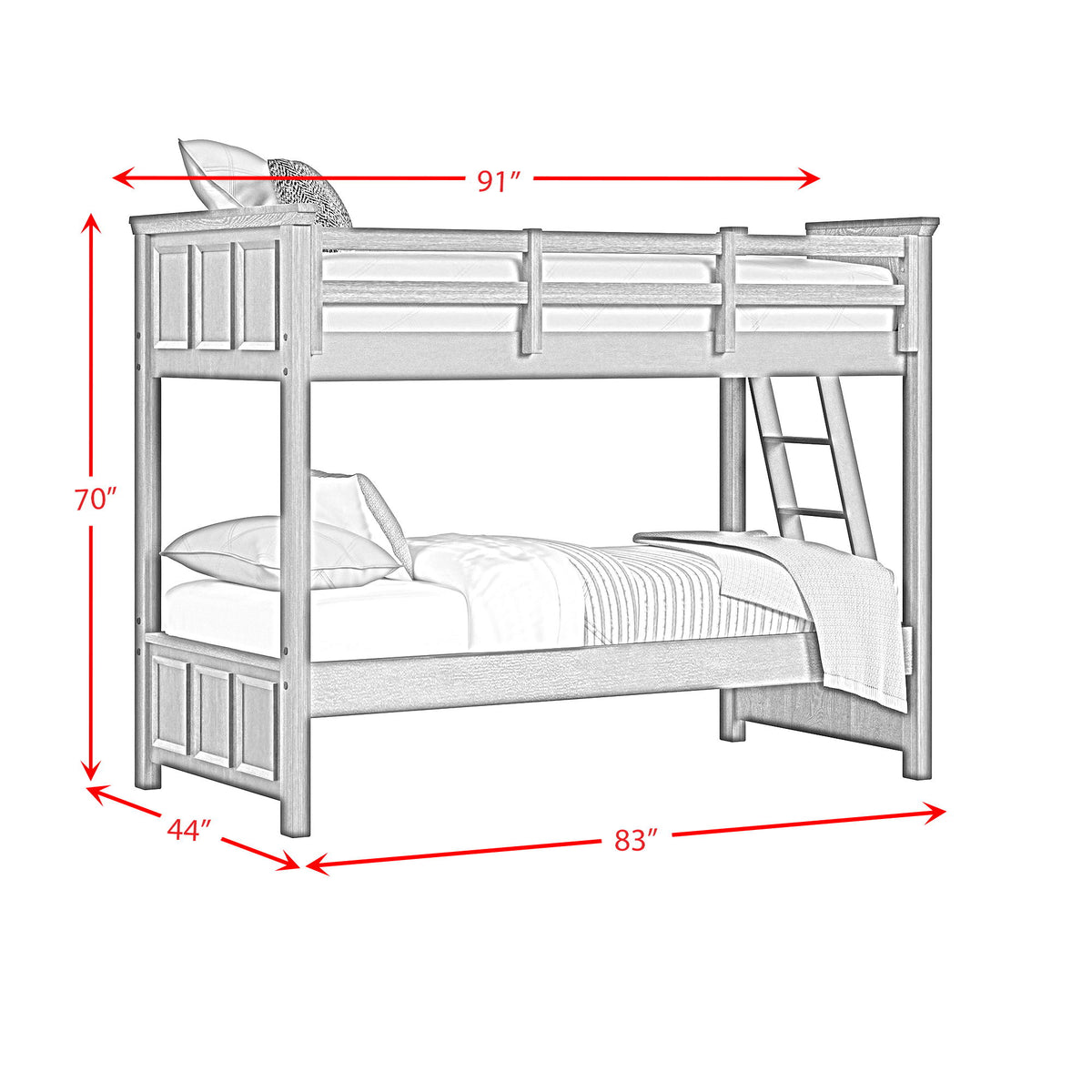Hampton Kids Bunk Bed With Ladder in Black by Elements International, view 7