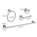 Bathroom Set 4 Pack With Towel Bar Racks, Toilet Paper Holder, Ring, Hook, Stainless Steel - Brushed Nickel