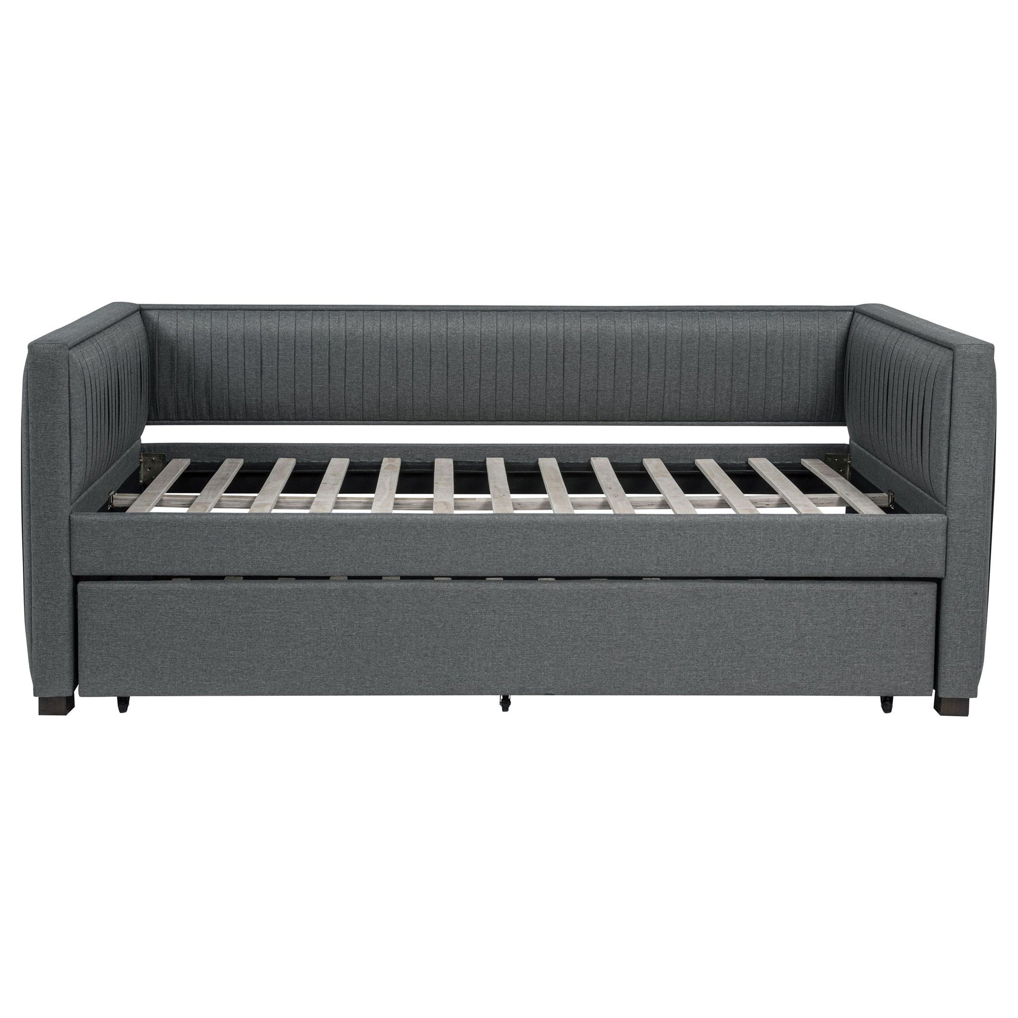 Brodie Upholstered Twin Daybed with Trundle Grey