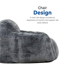Living Room Bean Bag Sofa Chair With Memory Foam Fillings, Soft Upholstered Bean Bag Armchair - Black / Gray