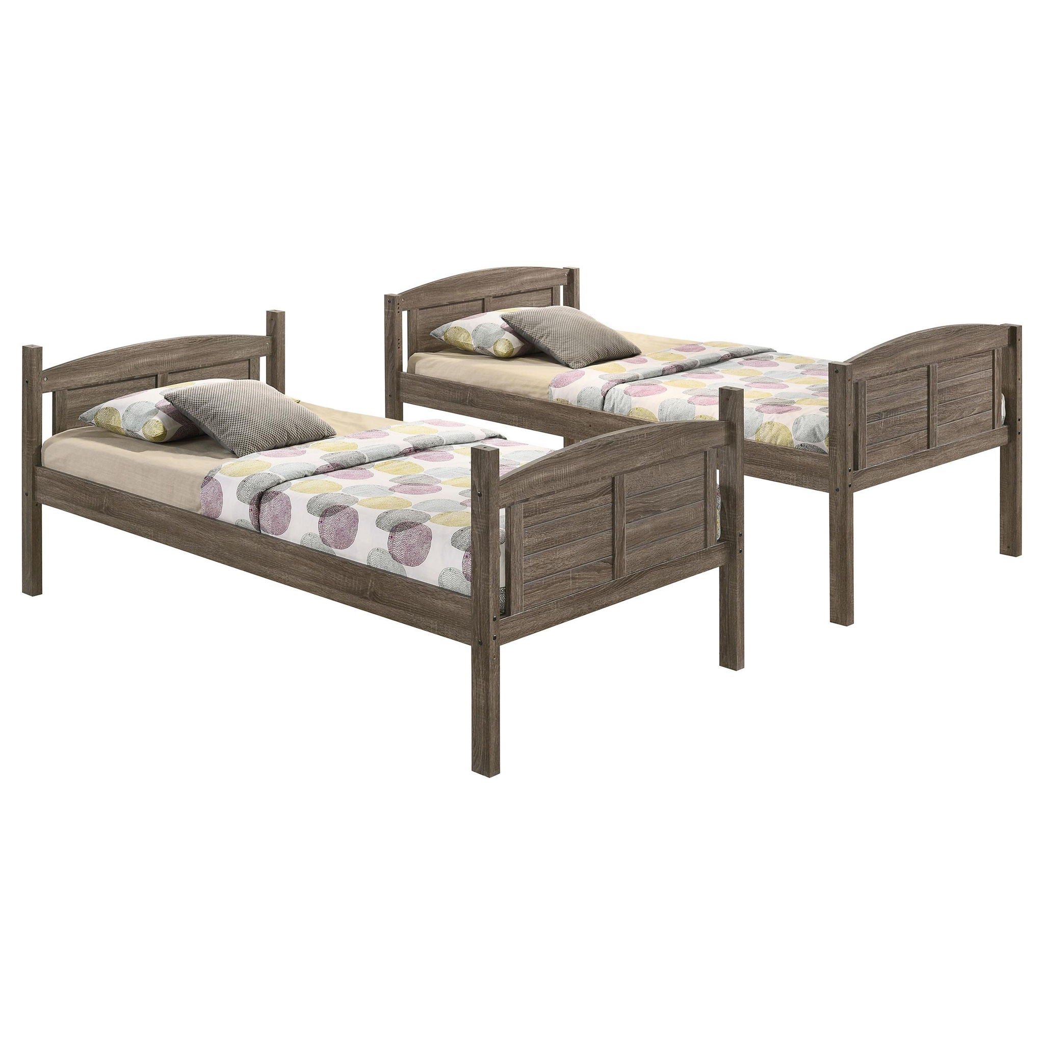 Flynn Wood Twin Over Twin Bunk Bed Weathered Brown - Atlantic Fine Furniture Melbourne FL