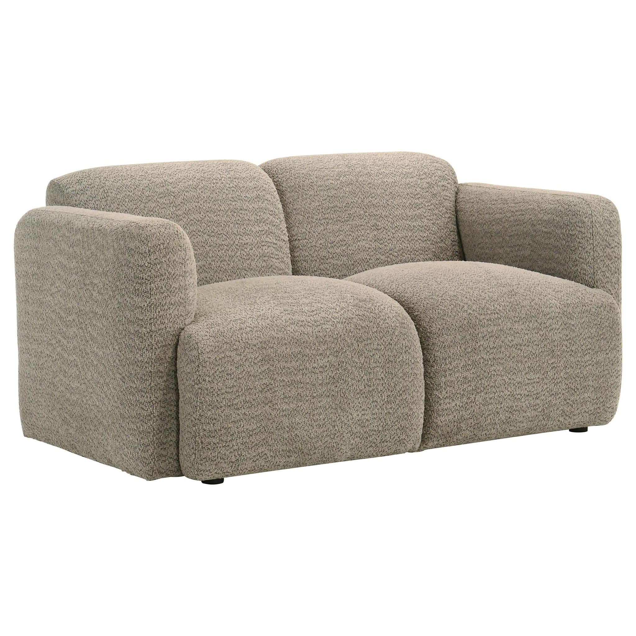 Dorset Fabric Upholstered Round Track Arm Loveseat Brown