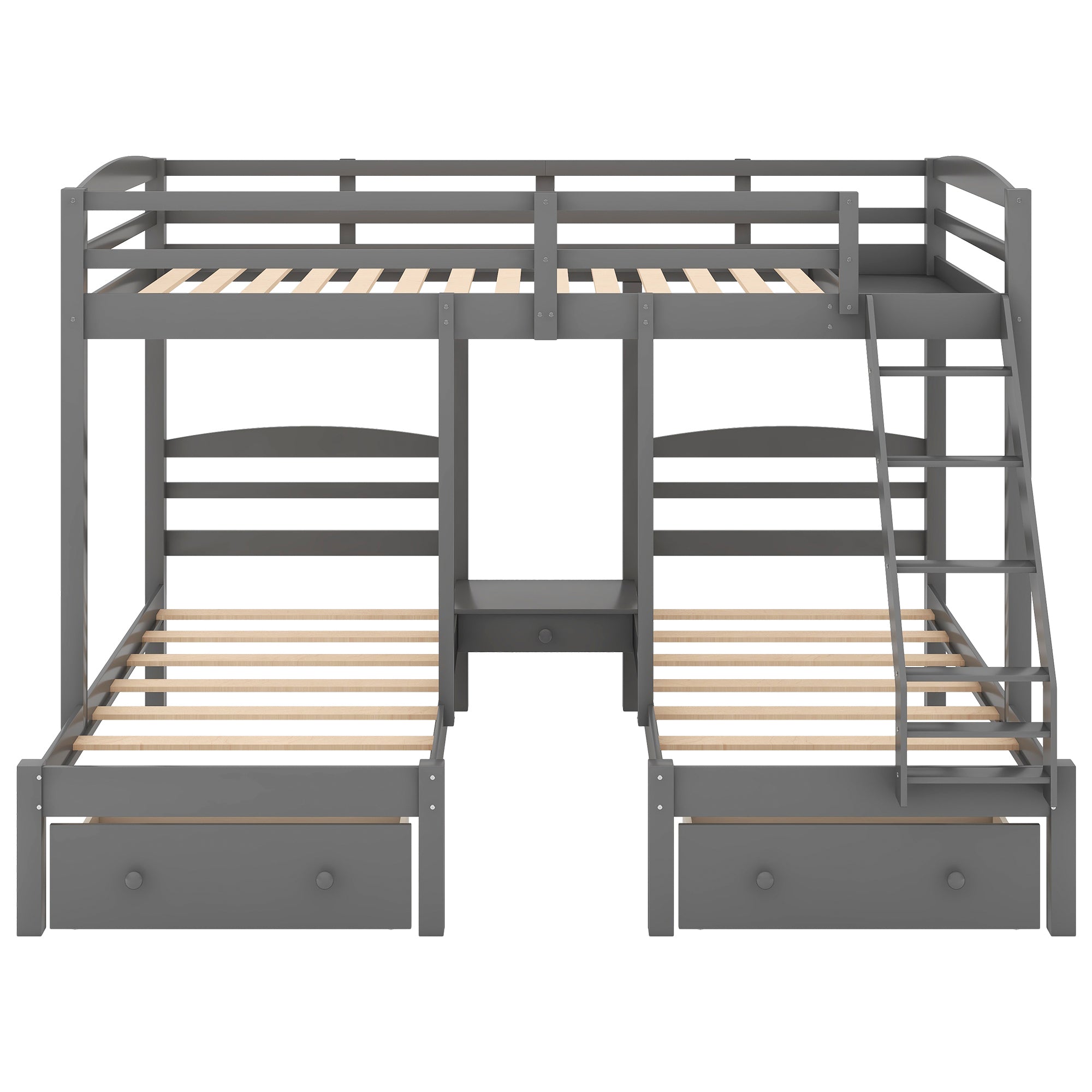 Full over Twin & Twin Bunk Bed,Triple Bunk Bed with Drawers, Gray - Atlantic Fine Furniture Melbourne FL