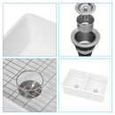 Elegant Dual Mount 32" Undermount Double Bowl Ceramic Kitchen Sink - White