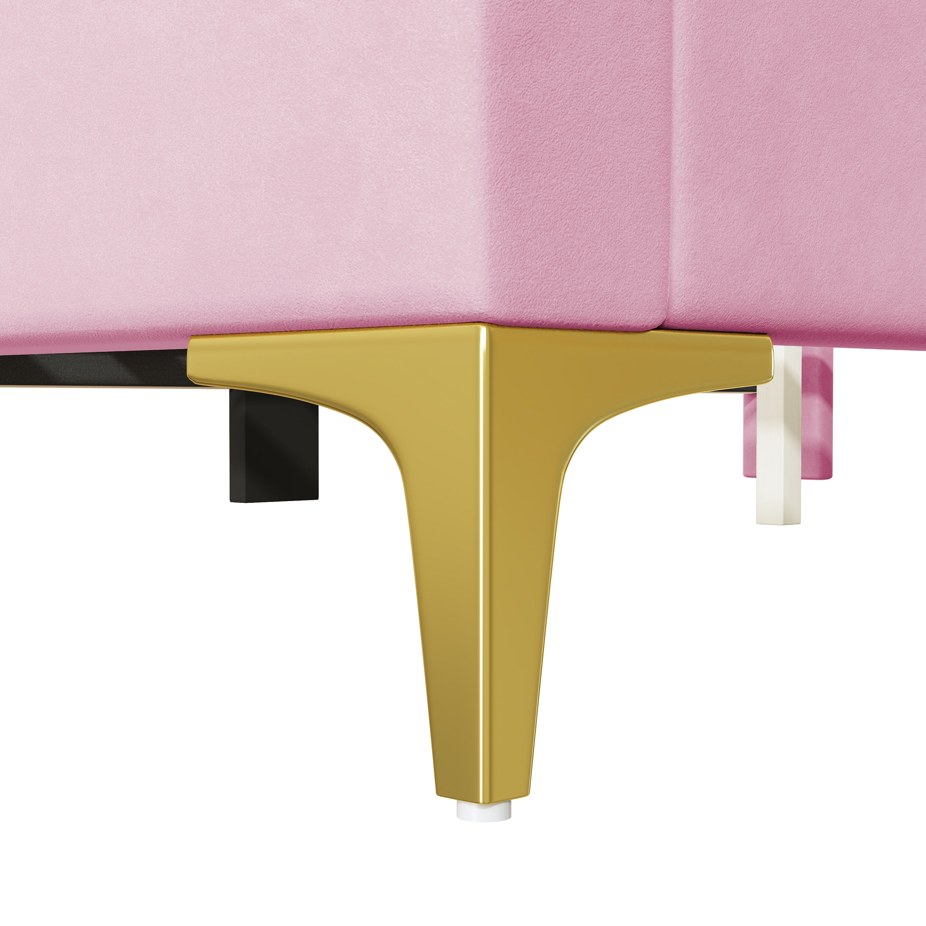 Full Size Upholstered Platform Bed with Classic Semi-circle Shaped headboard and Mental Legs, Velvet, Pink - Atlantic Fine Furniture Melbourne FL