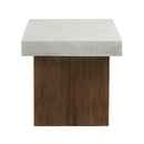 Mgo Square Side Table With Faux Stone Top And Wood Frame - Antique White / Natural Wood