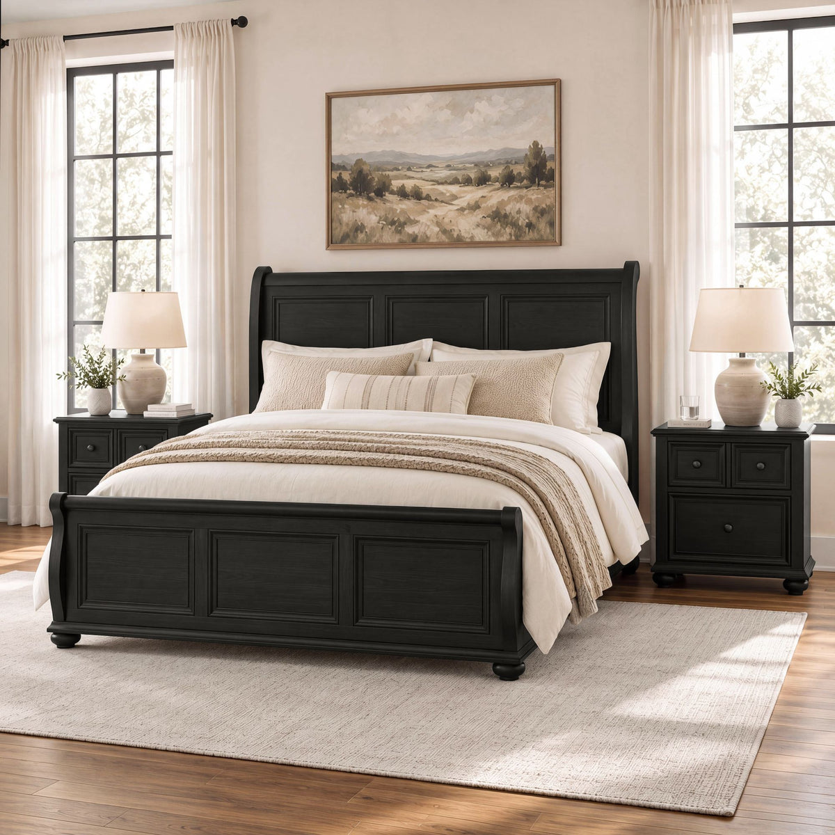 Heritage Sleigh Bedroom Set in Black by Elements International, view 41