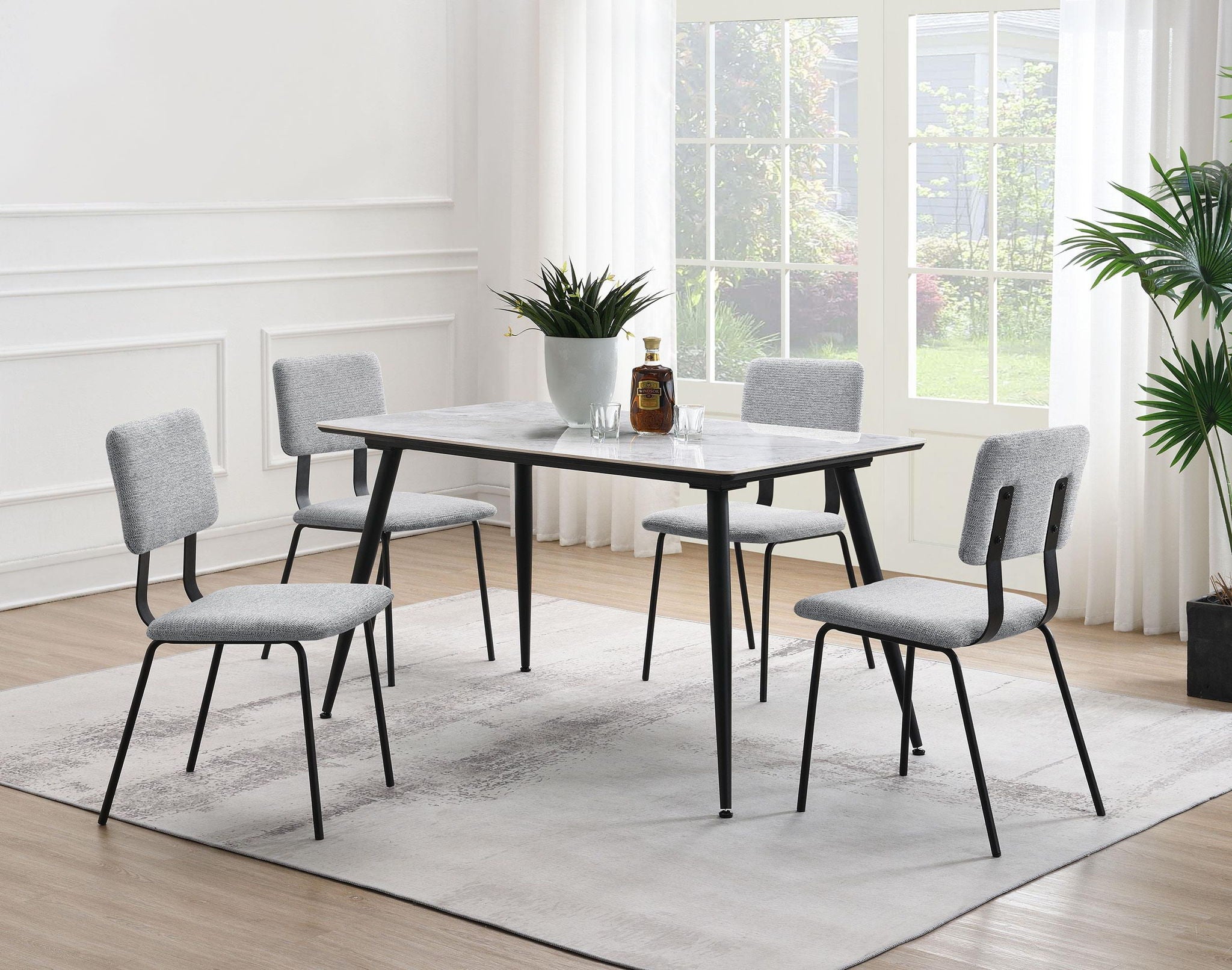 Calla Fabric Upholstered Dining Side Chair Grey (Set of 2) - Atlantic Fine Furniture Melbourne FL
