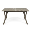 Transitional Acacia Wood Dining Table With Slat Panel Top - Gray