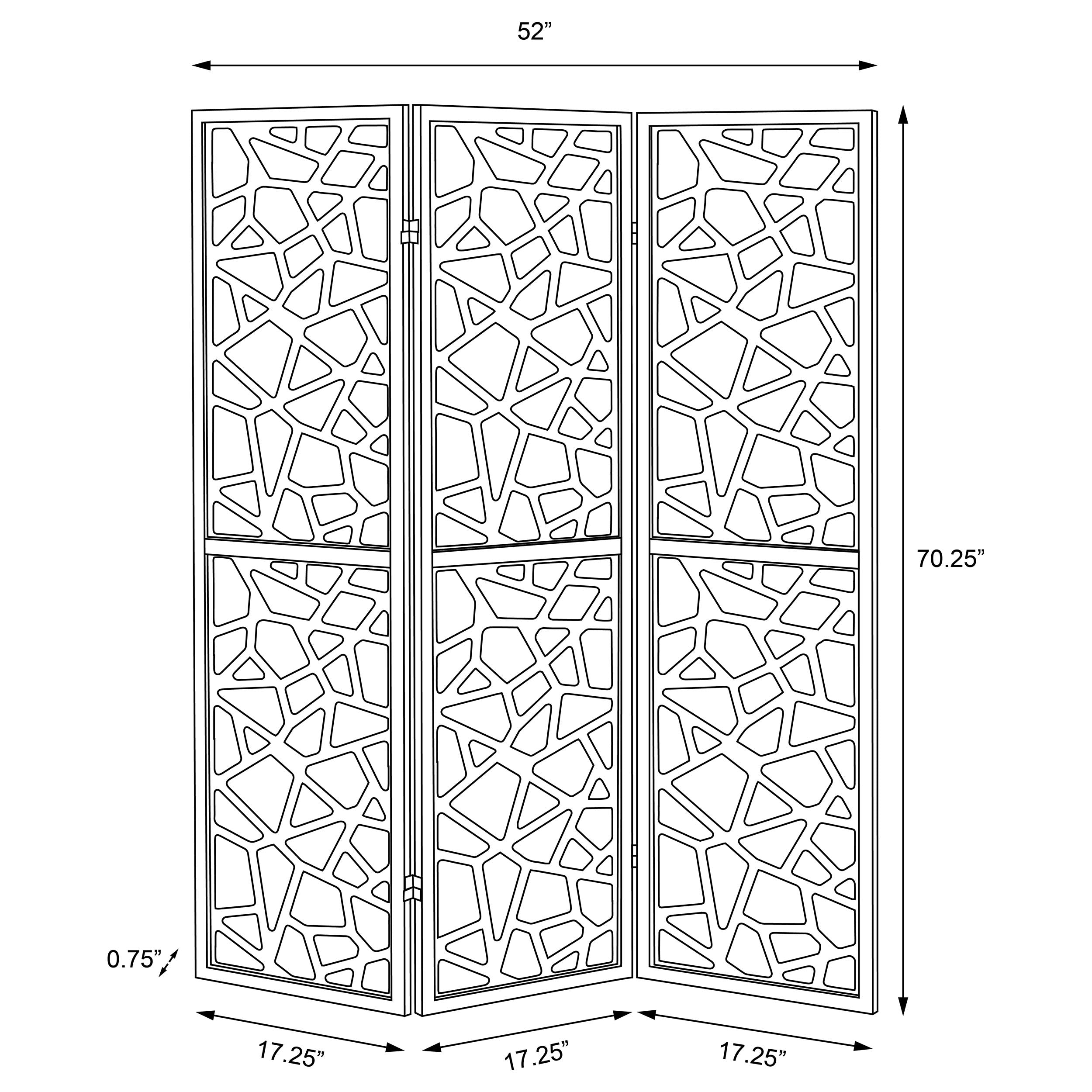Nailan 3-Panel Room Divider Folding Screen Black Open Mosaic — view 6