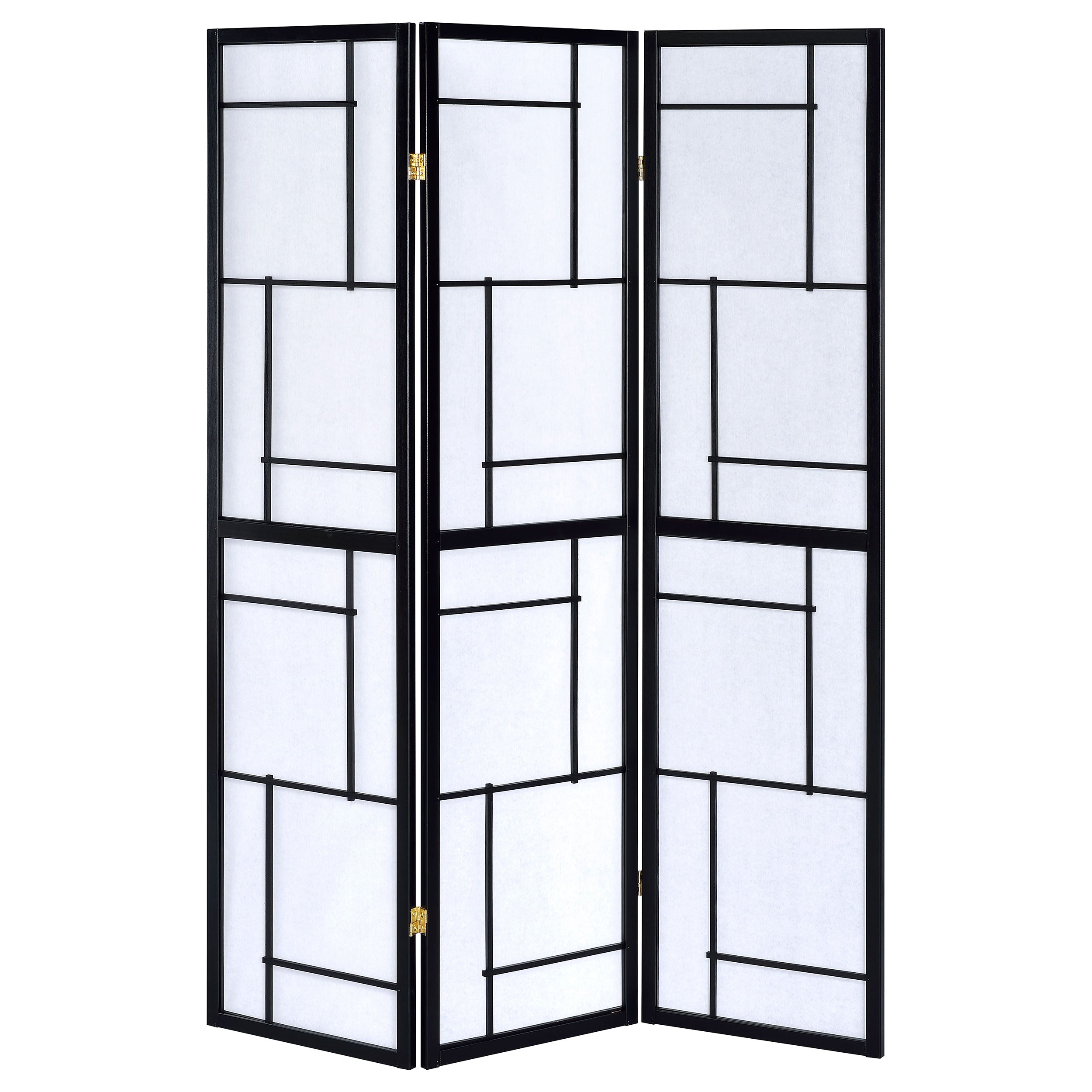 Damis 3-Panel Room Divider Folding Shoji Screen Black — view 3