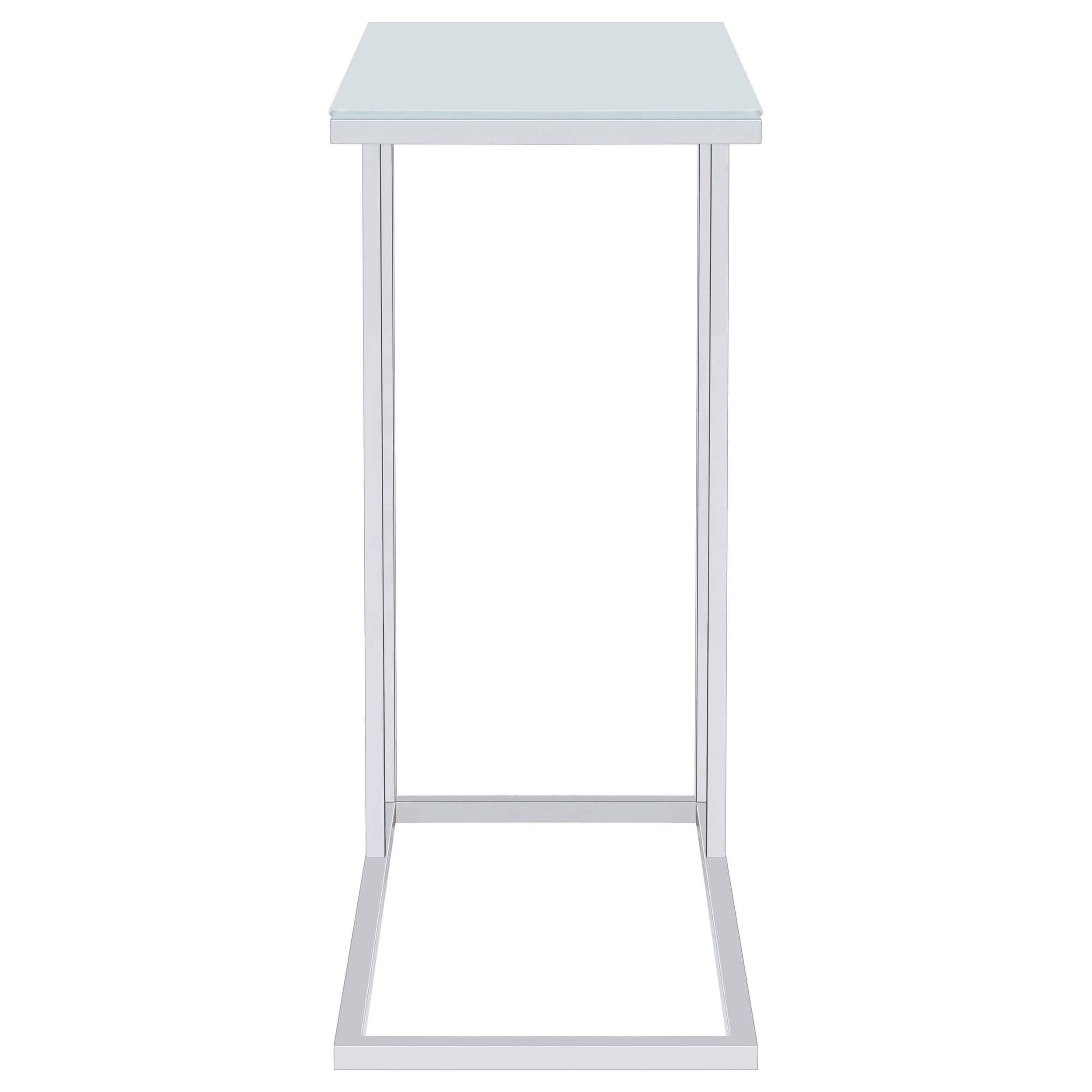 Stella White Glass Top C-Shaped Sofa Side Table Chrome — view 7