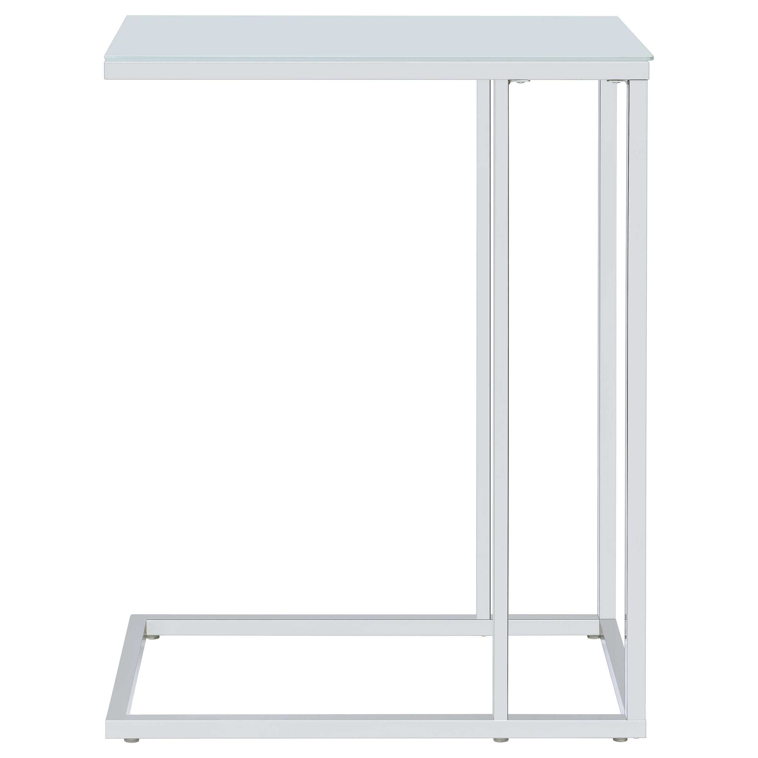 Stella White Glass Top C-Shaped Sofa Side Table Chrome — view 9
