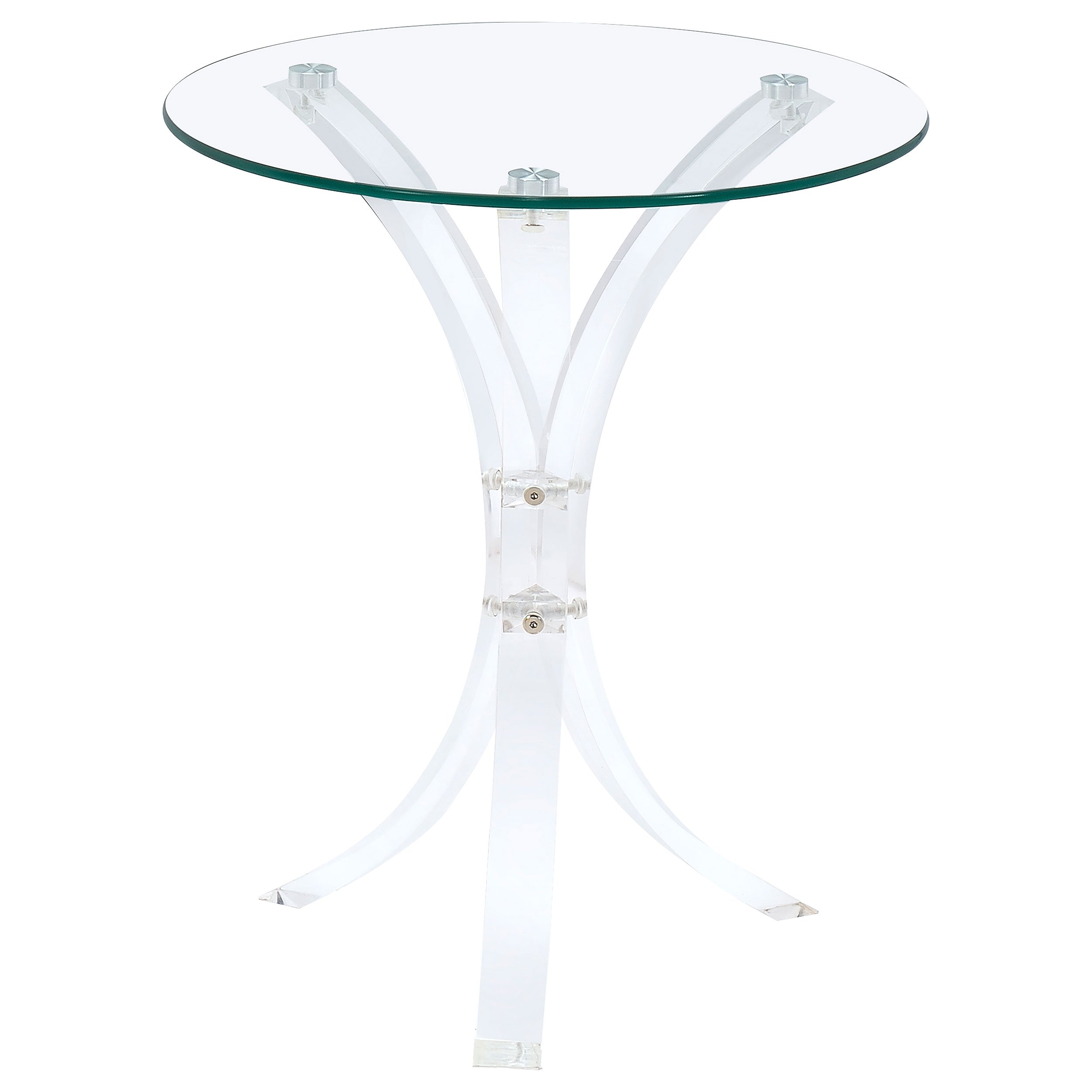 Laning Round Glass Top Acrylic Side Table Clear — view 3
