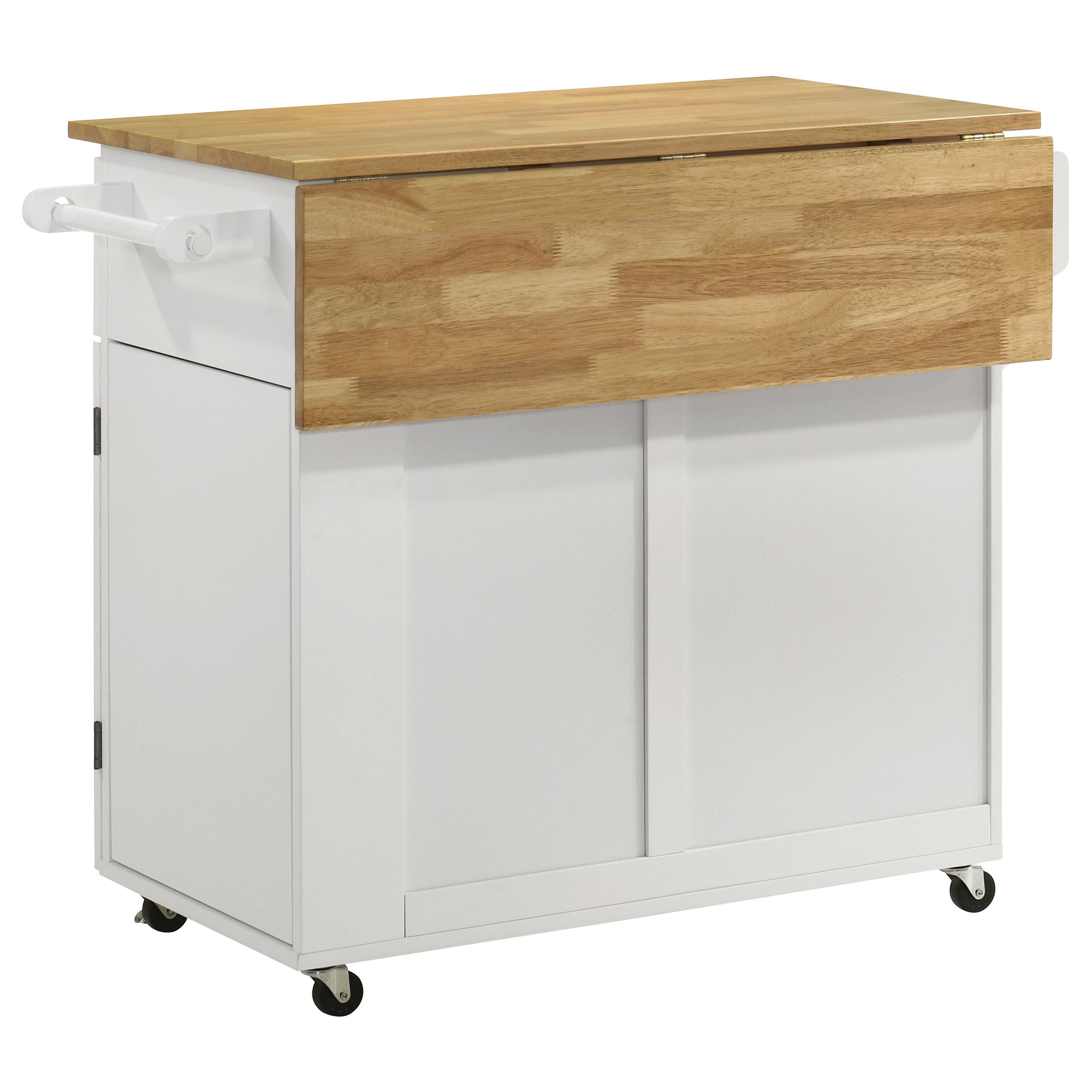 Jalen 3-door Mobile Kitchen Cart Natural Brown and White — view 5