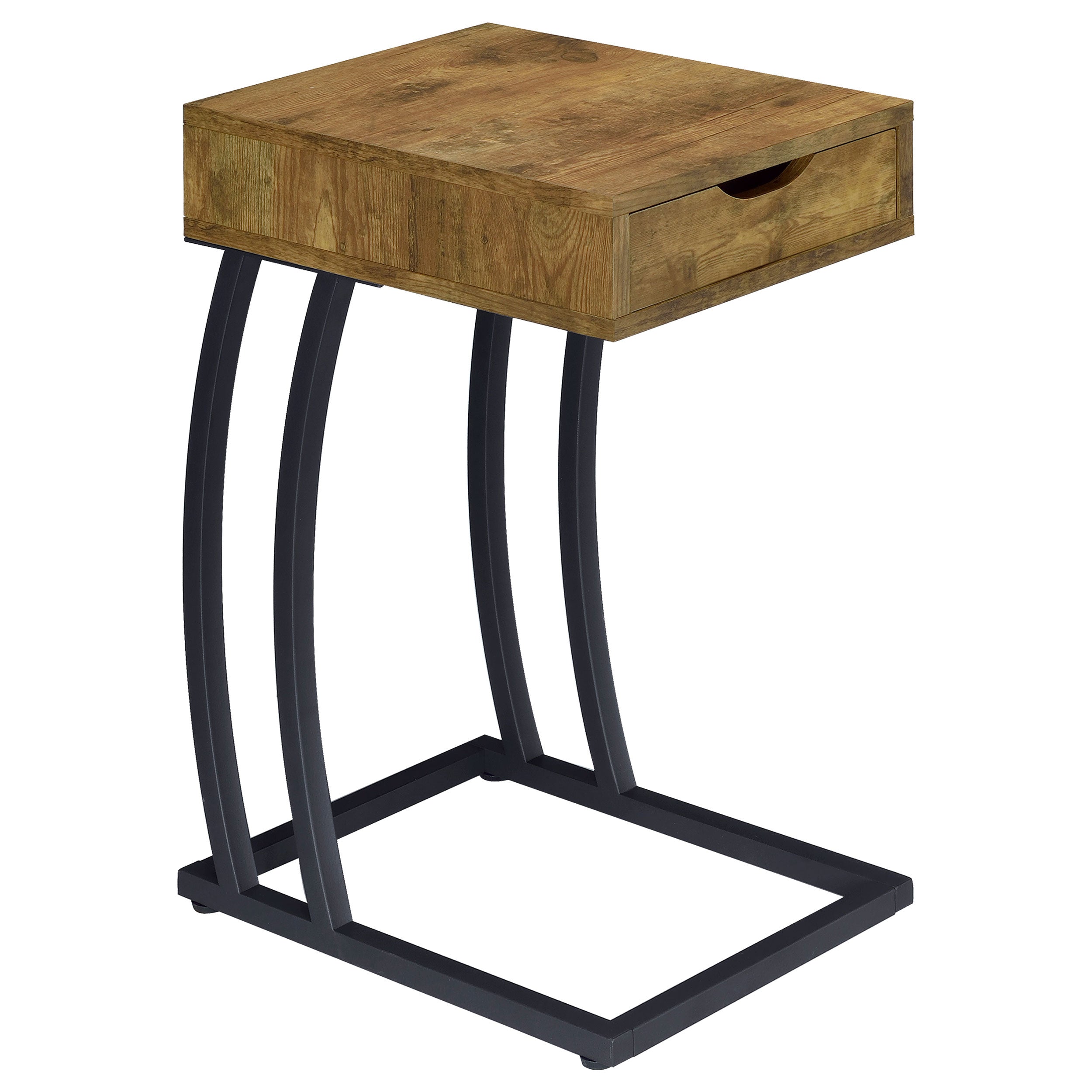 Troy 1-drawer C-Shaped Side Table Power Outlet Rustic Nutmeg — view 1