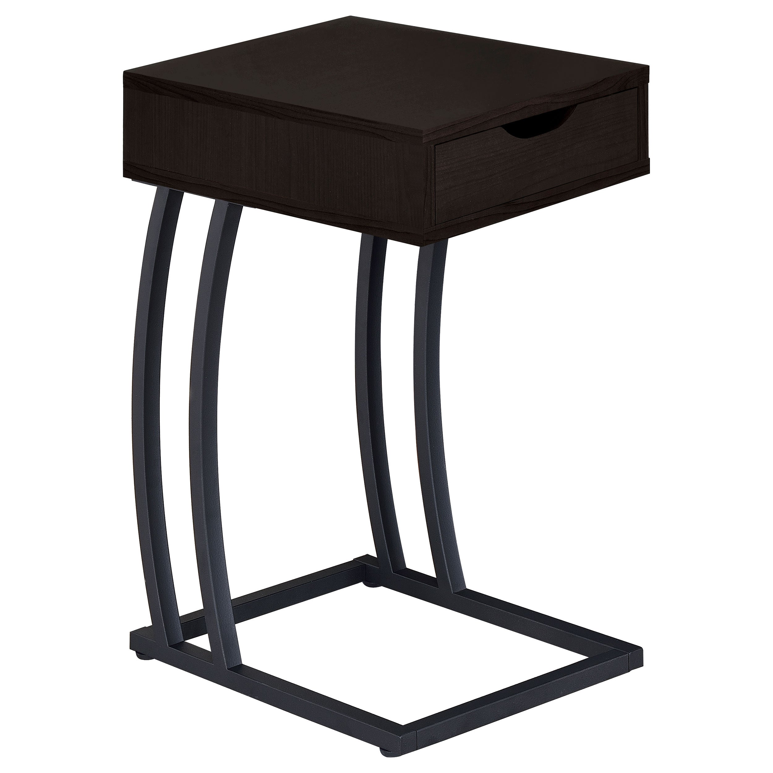 Troy 1-drawer C-Shaped Side Table Power Outlet Cappuccino — view 1