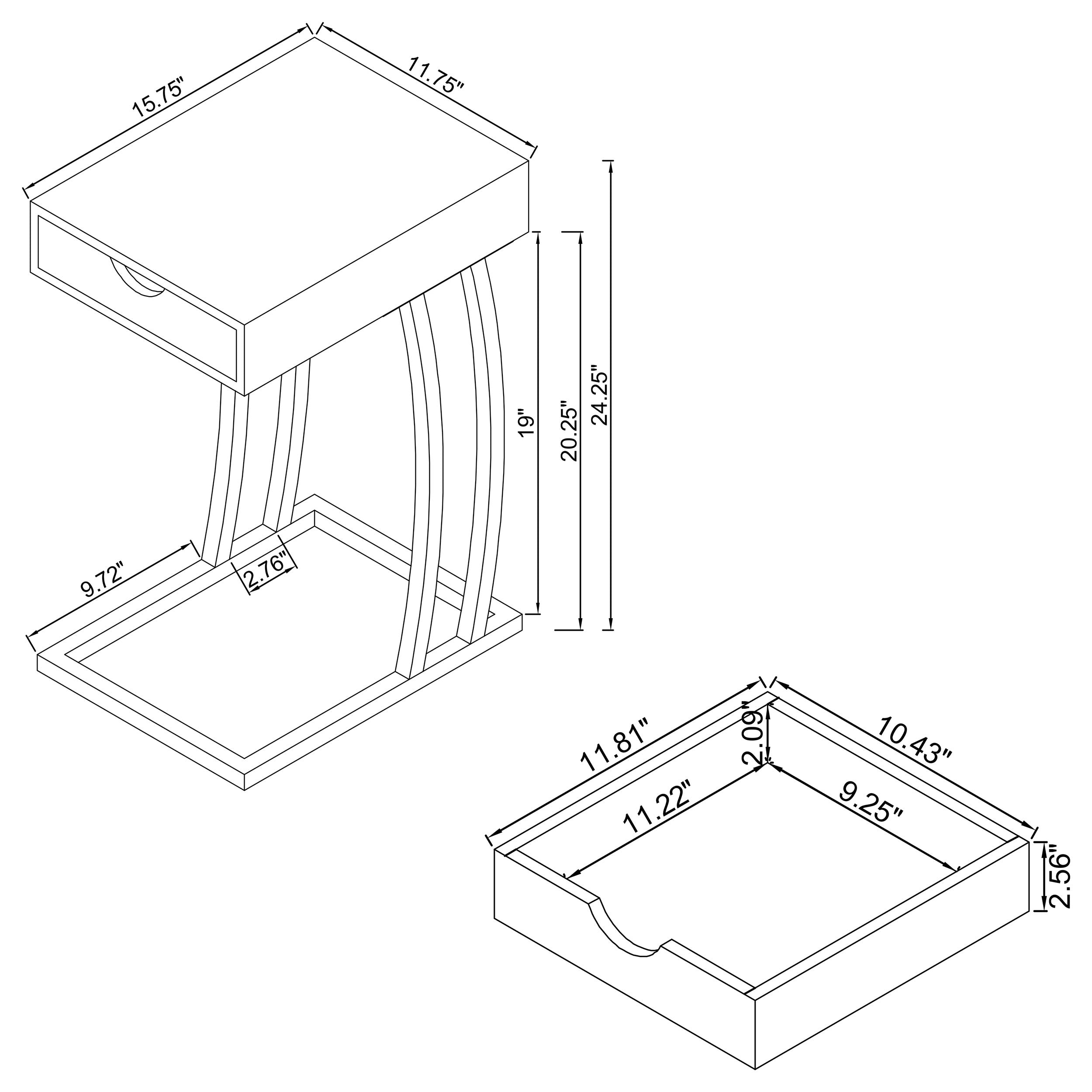 Troy 1-drawer C-Shaped Side Table Power Outlet Cappuccino — view 5