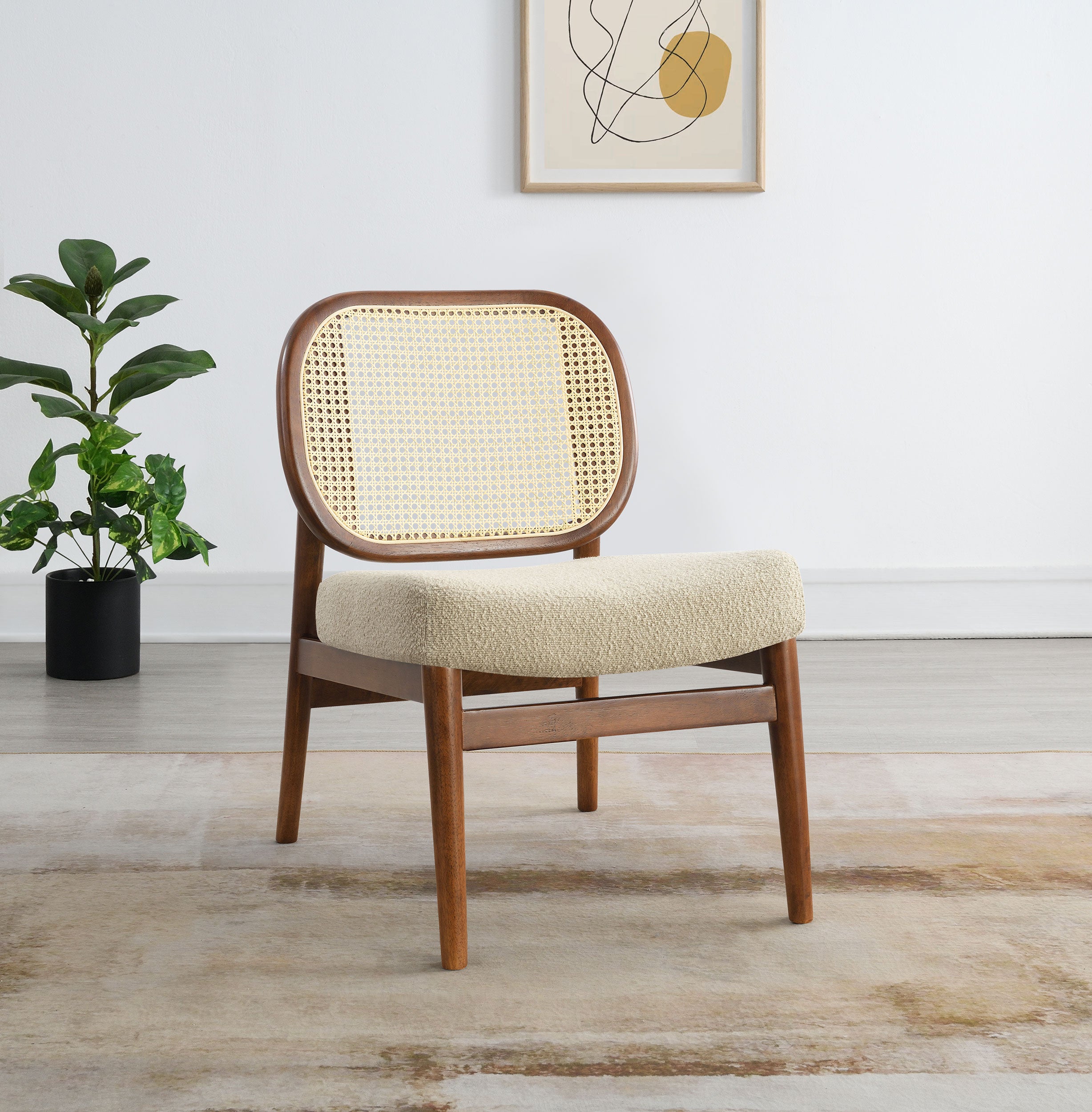 Rayo Rattan Cane Back Accent Chair with Padded Seat Camel — view 2