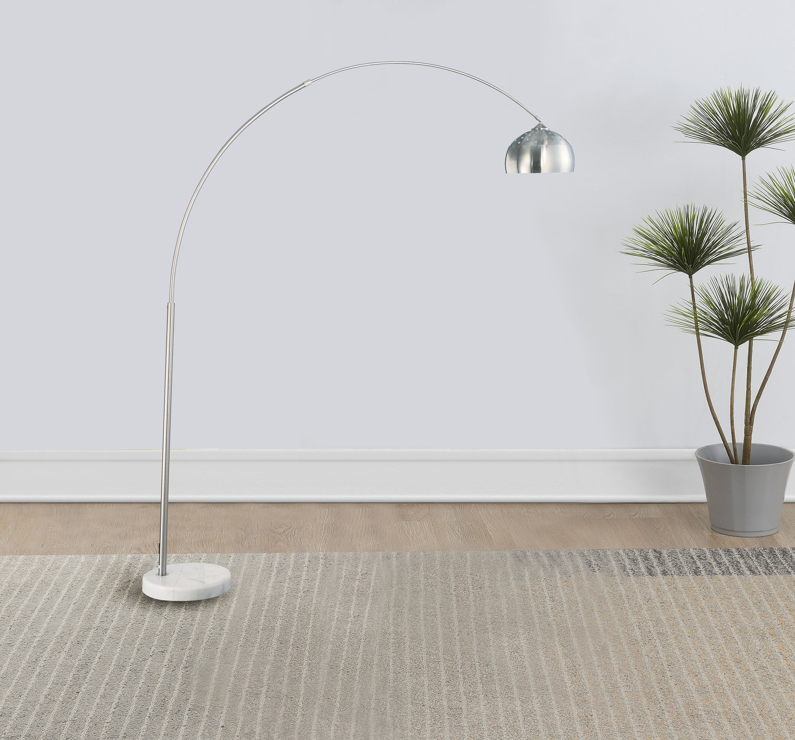 Krester 85-inch Dome Shade Metal Arc Floor Lamp Chrome — view 2