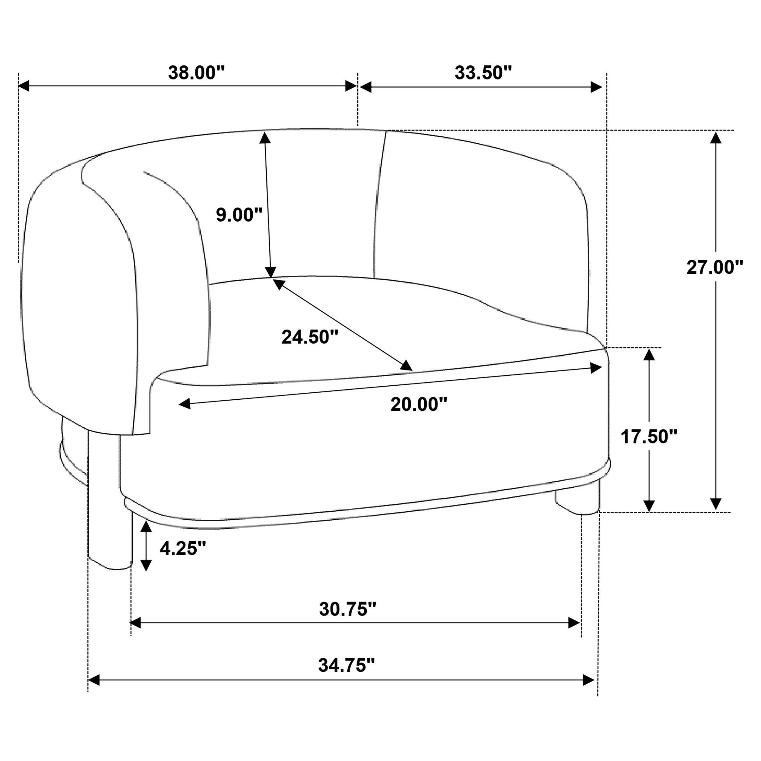 Lawler Upholstered Barrel Back Accent Chair Ivory and Black — view 11