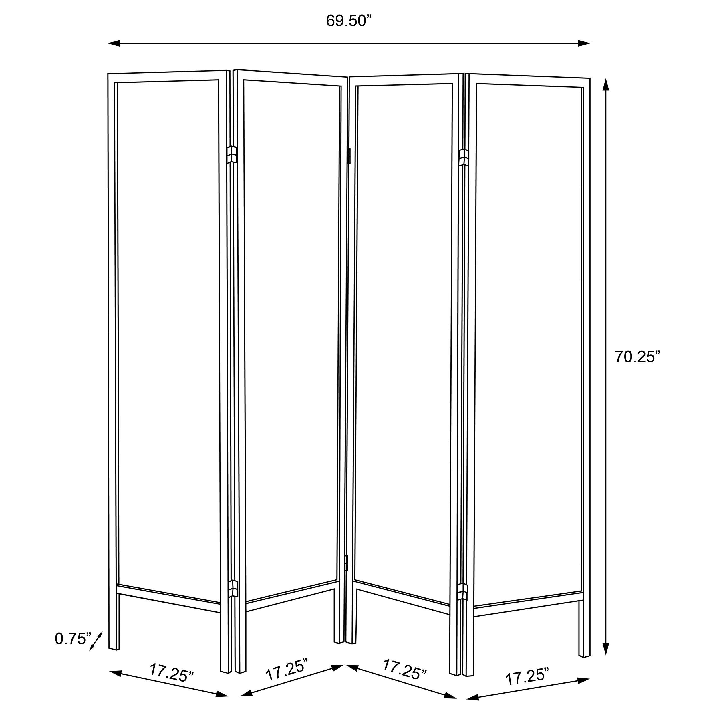 Haidera 4-Panel Room Divider Folding Screen Black Damask — view 5