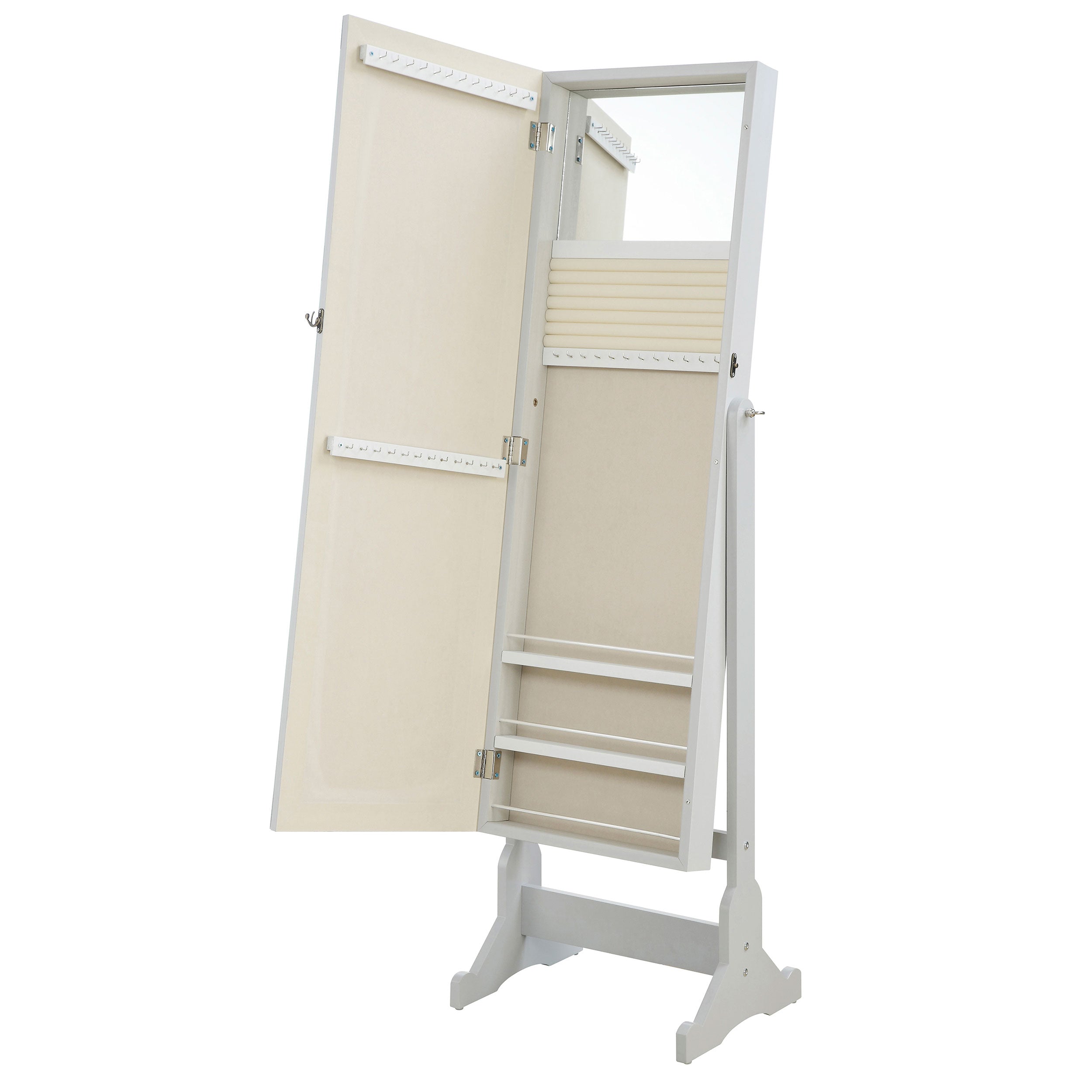 Yvonne Cheval Mirror with Jewelry Storage Dove Grey — view 4