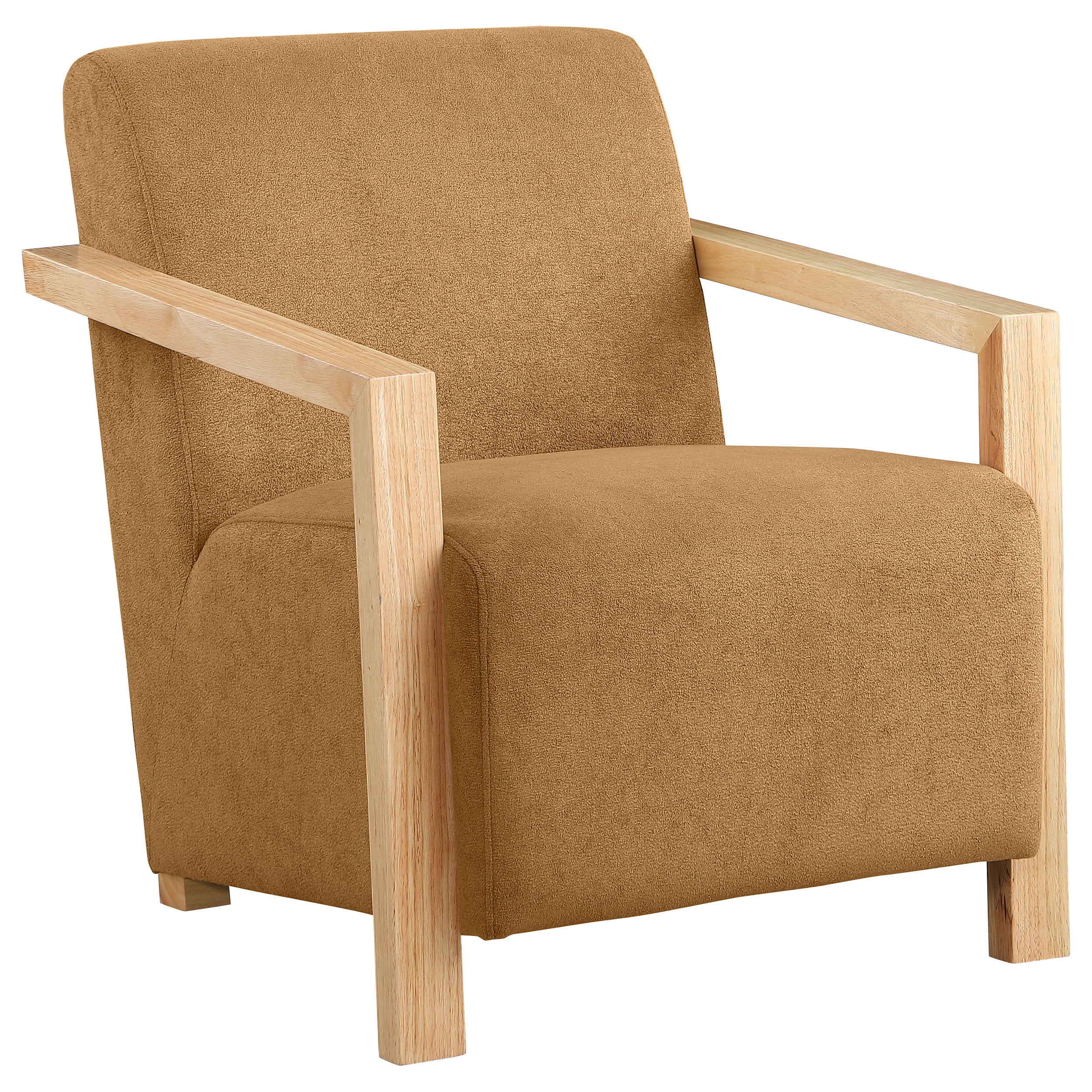 Diego Upholstered Accent Arm Chair with Wood Arms Honey — view 1
