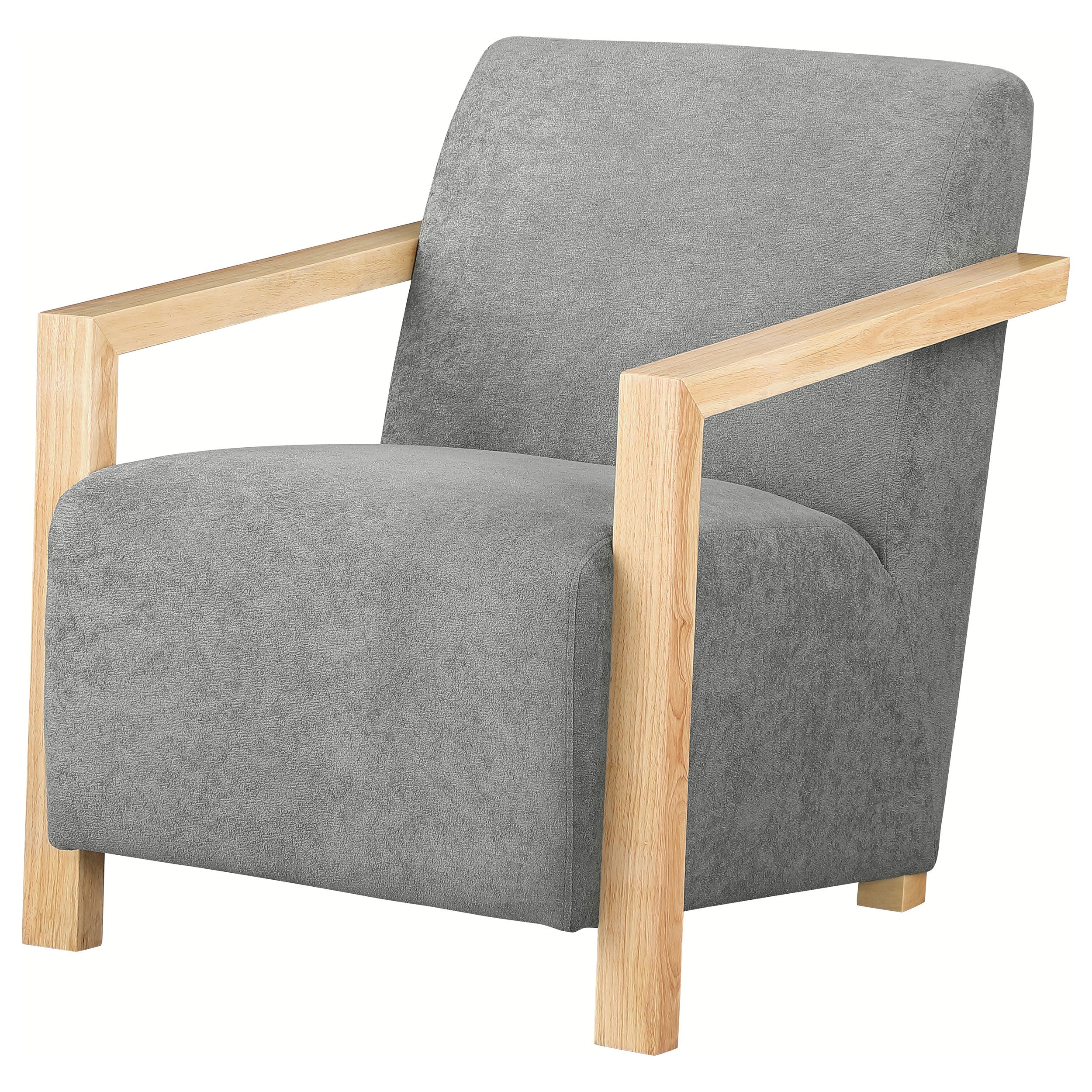 Diego Upholstered Accent Arm Chair with Wood Arms Grey — view 4