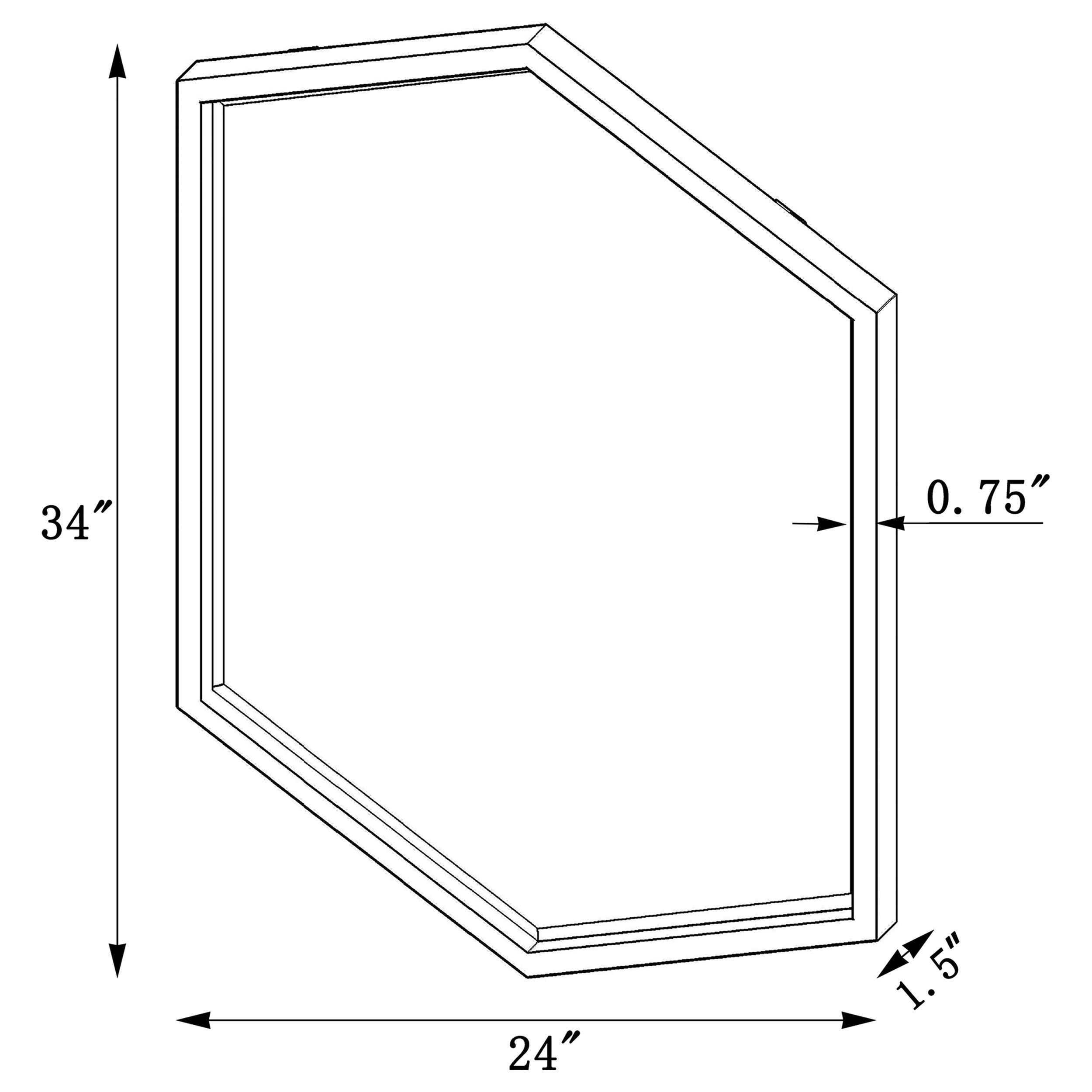 Bledel 24 x 34 Inch Hexagonal Wall Mirror Gold — view 3