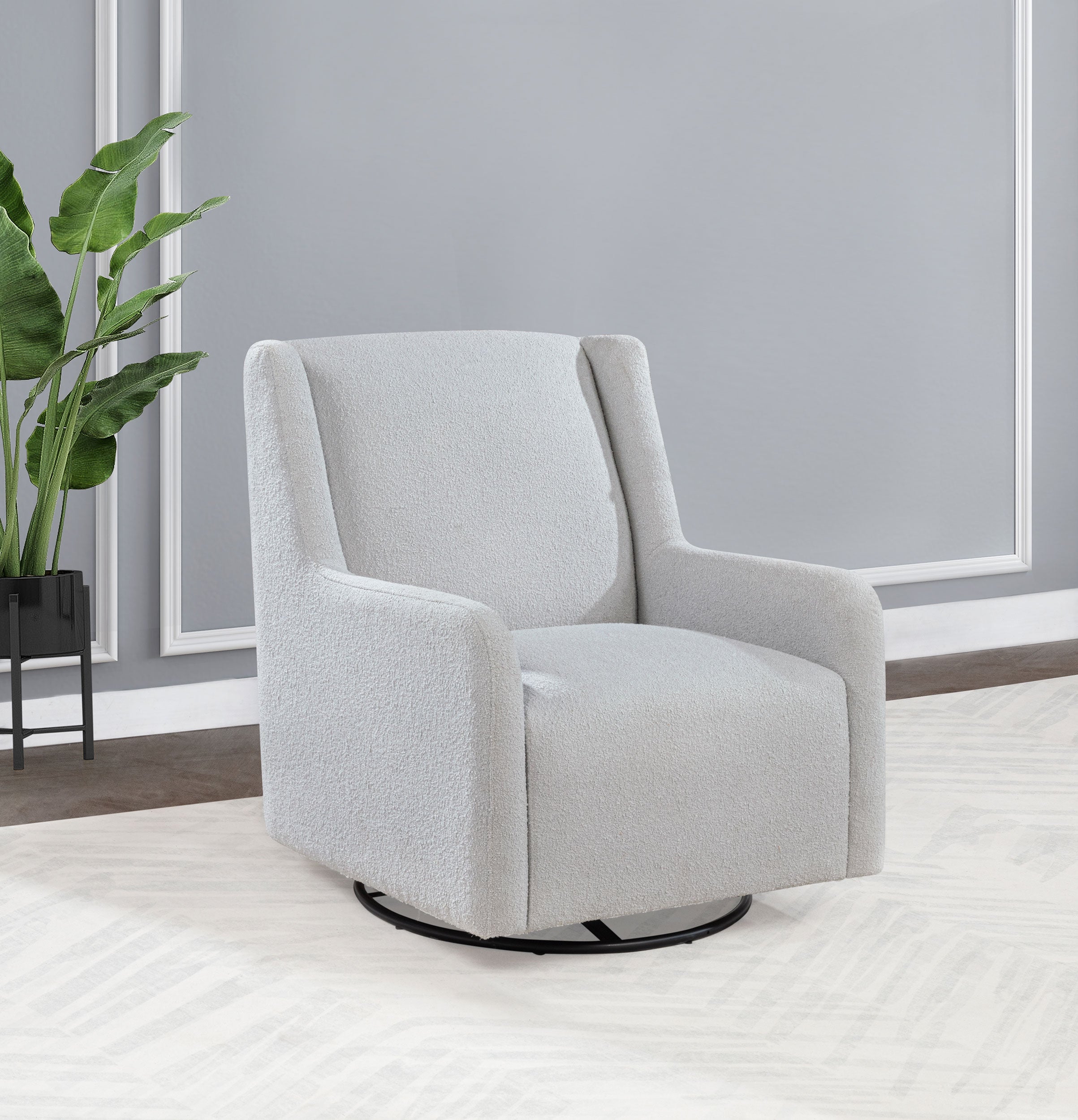 Serra Boucle Upholstered Swivel Glider Dove Grey — view 2