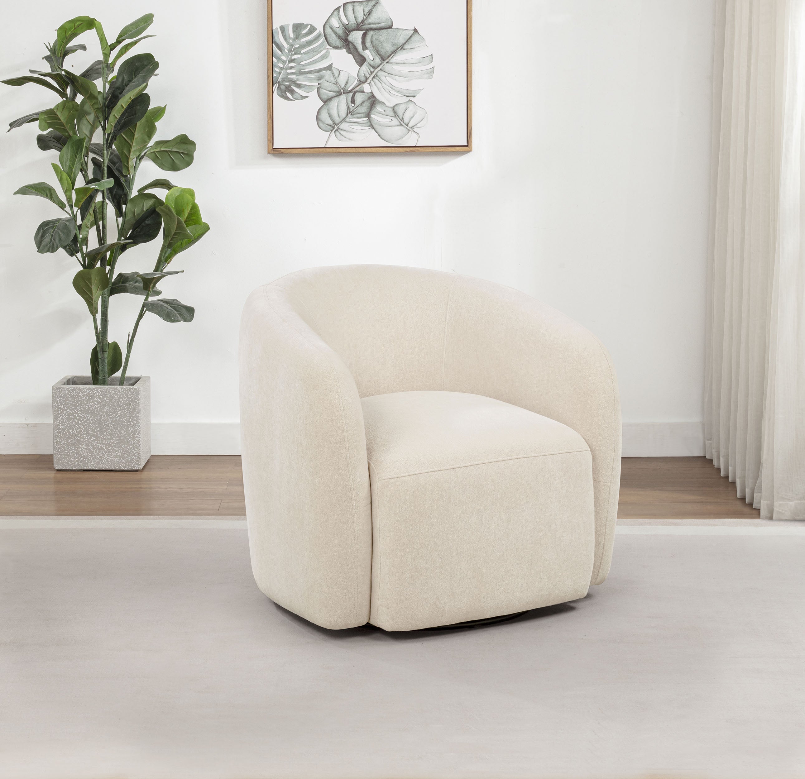 Gerley Chenille Upholstered Swivel Accent Chair Beige — view 2