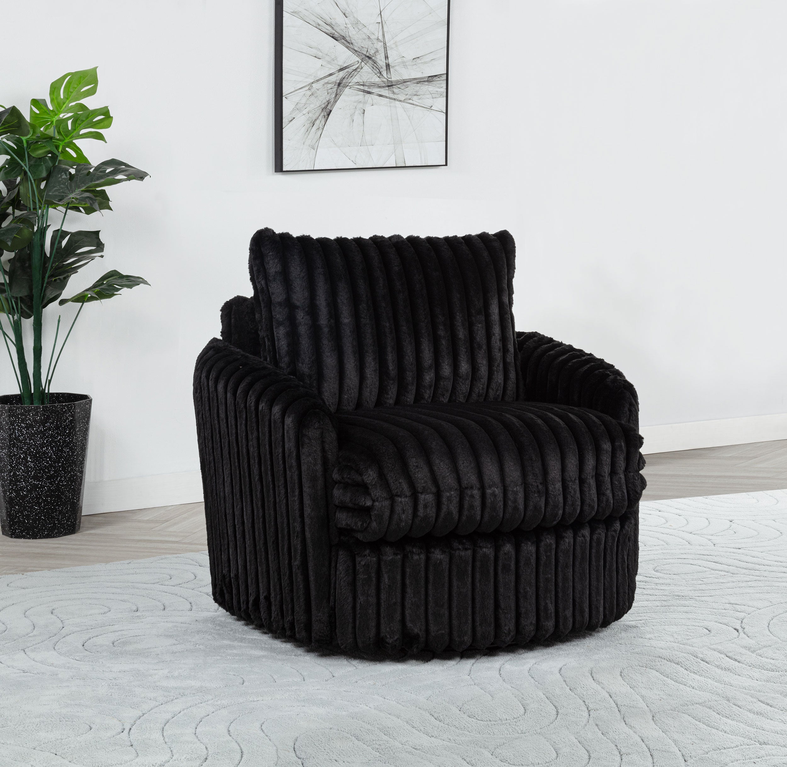 Sarco Corduroy Upholstered Swivel Accent Arm Chair Black — view 2