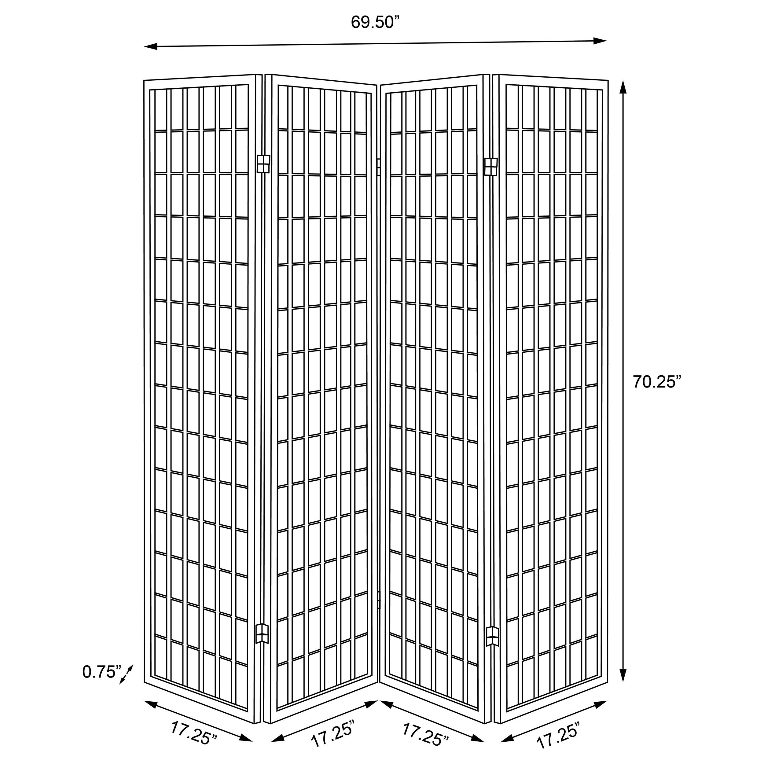 Roberto 4-Panel Room Divider Folding Shoji Screen White — view 6
