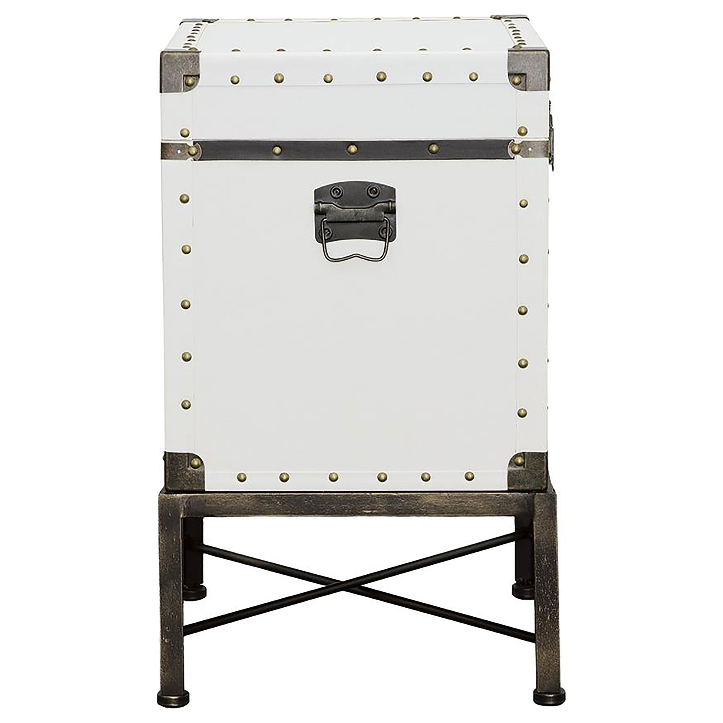 Nancy Upholstered Vintage Side Table Storage Trunk White — view 7