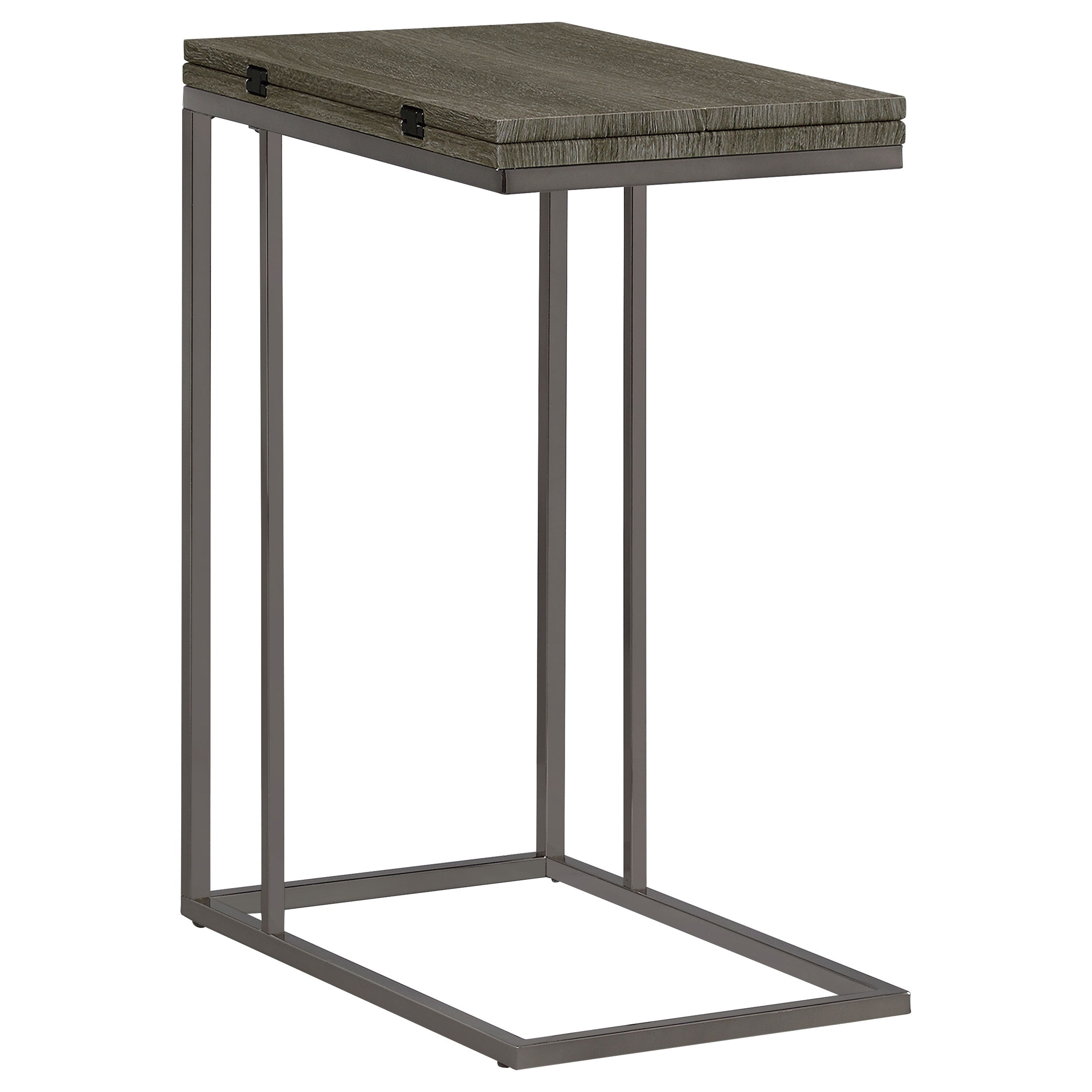 Pedro Expandable C-Shaped Sofa Side Table Weathered Grey — view 1