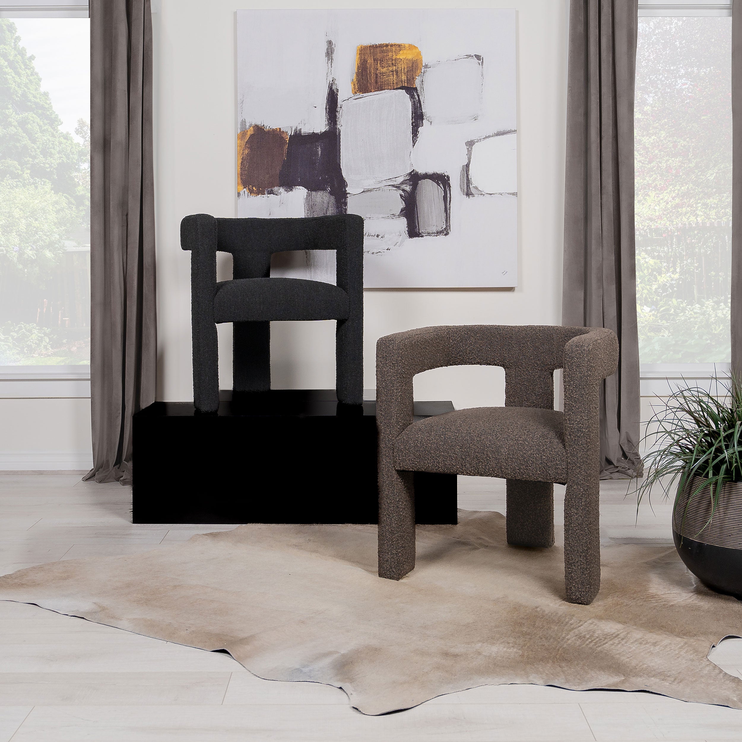 Petra Boucle Upholstered Accent Side Chair Chocolate Brown — view 12