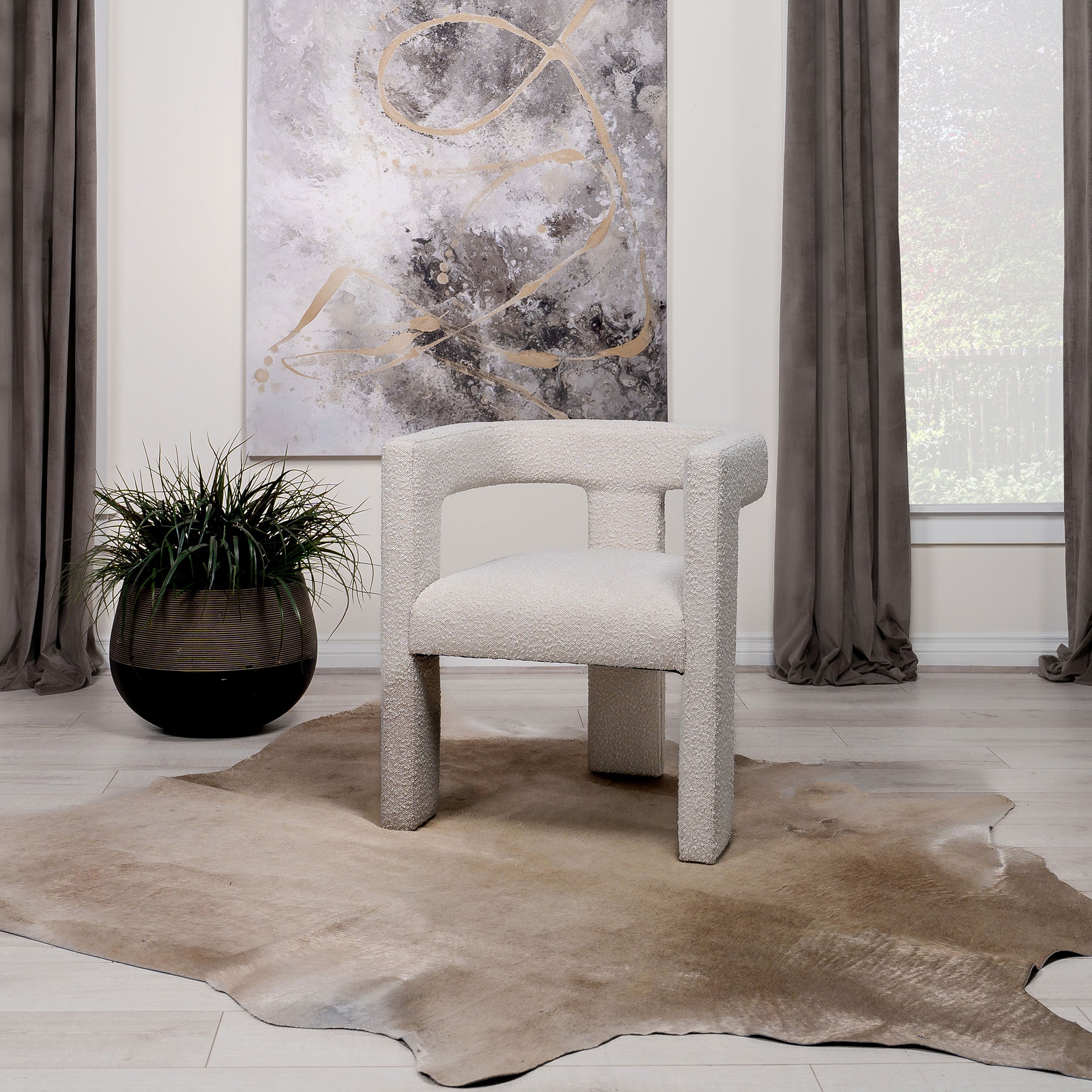 Petra Boucle Upholstered Accent Side Chair White — view 2
