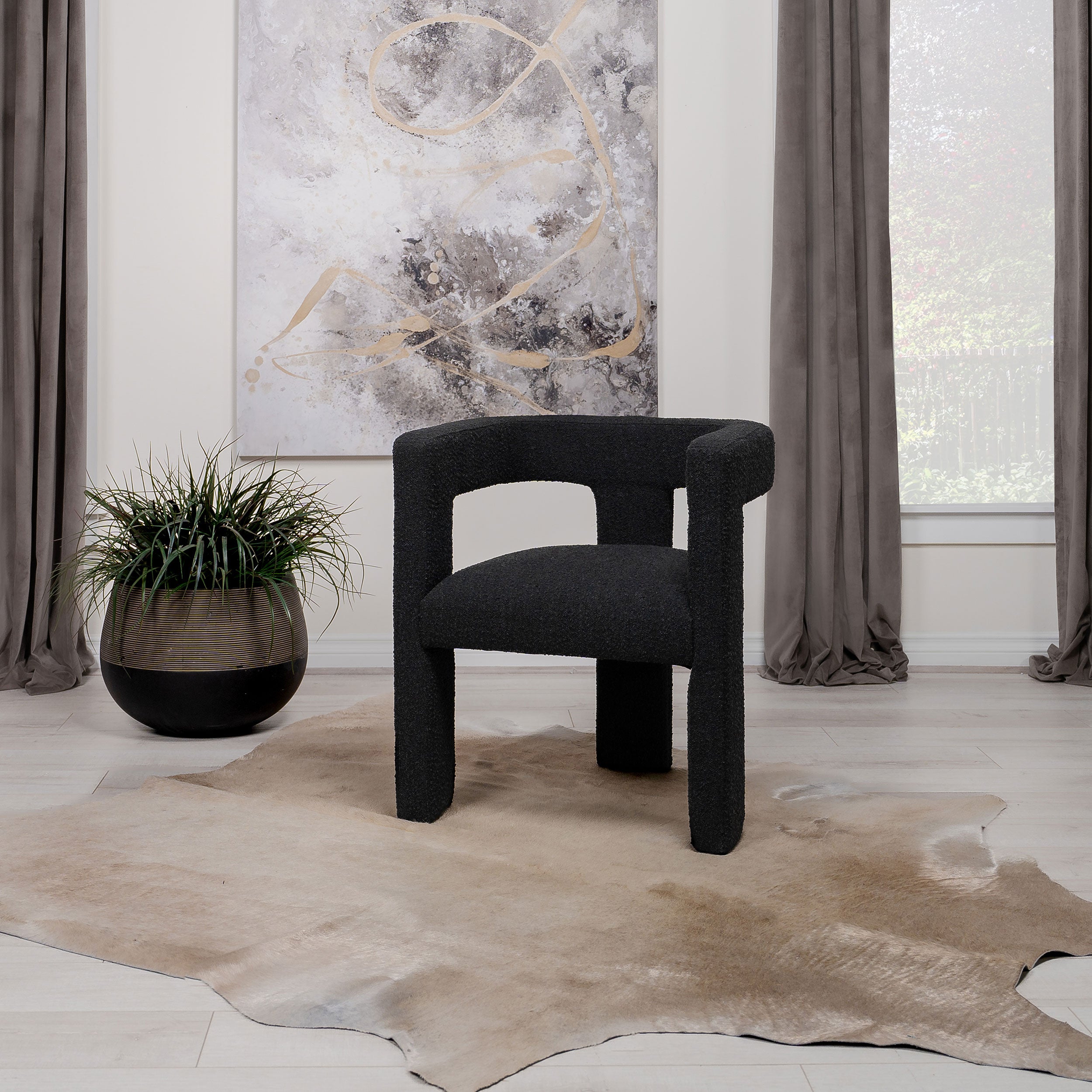 Petra Boucle Upholstered Accent Side Chair Black — view 2
