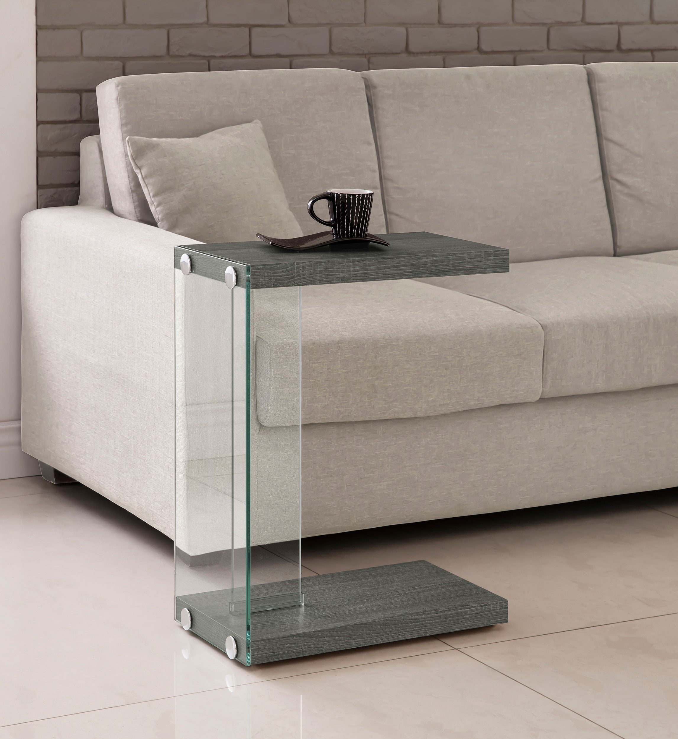 Colby Engineered Wood C-Shaped Side Table Weathered Grey — view 2
