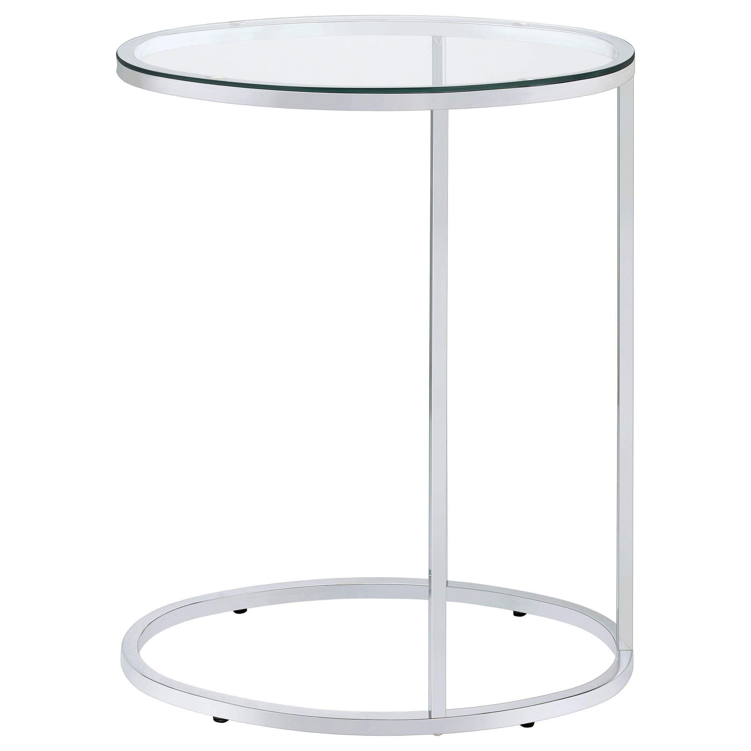 Kyle Oval Glass Top C-Shaped Sofa Side Table Chrome — view 5